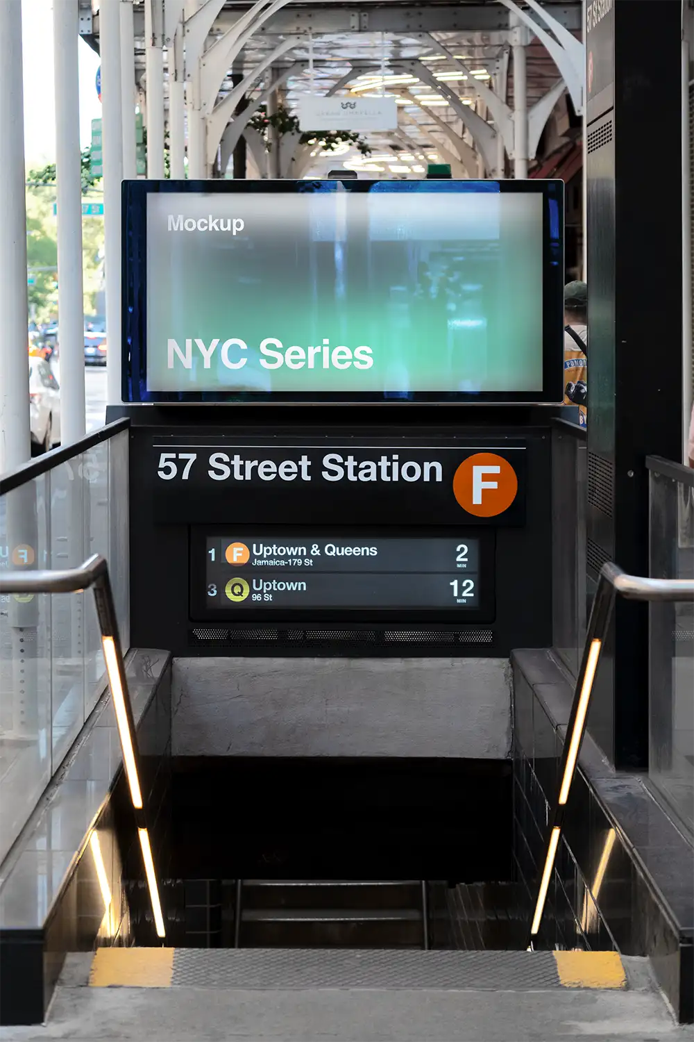 Billboard mockup on a NYC subway station in New York