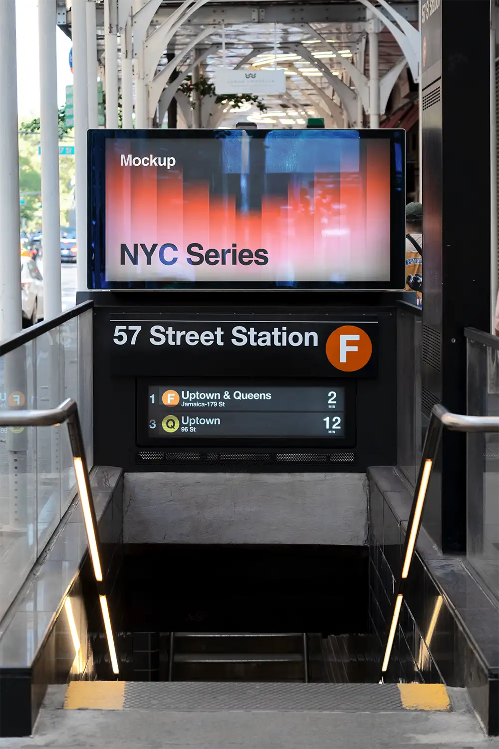 Billboard mockup on a NYC subway station in New York