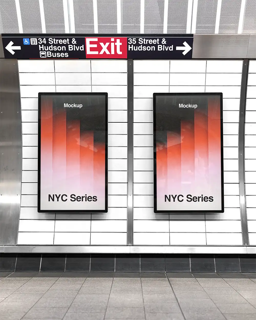 Billboard mockup in the NYC subway, New York