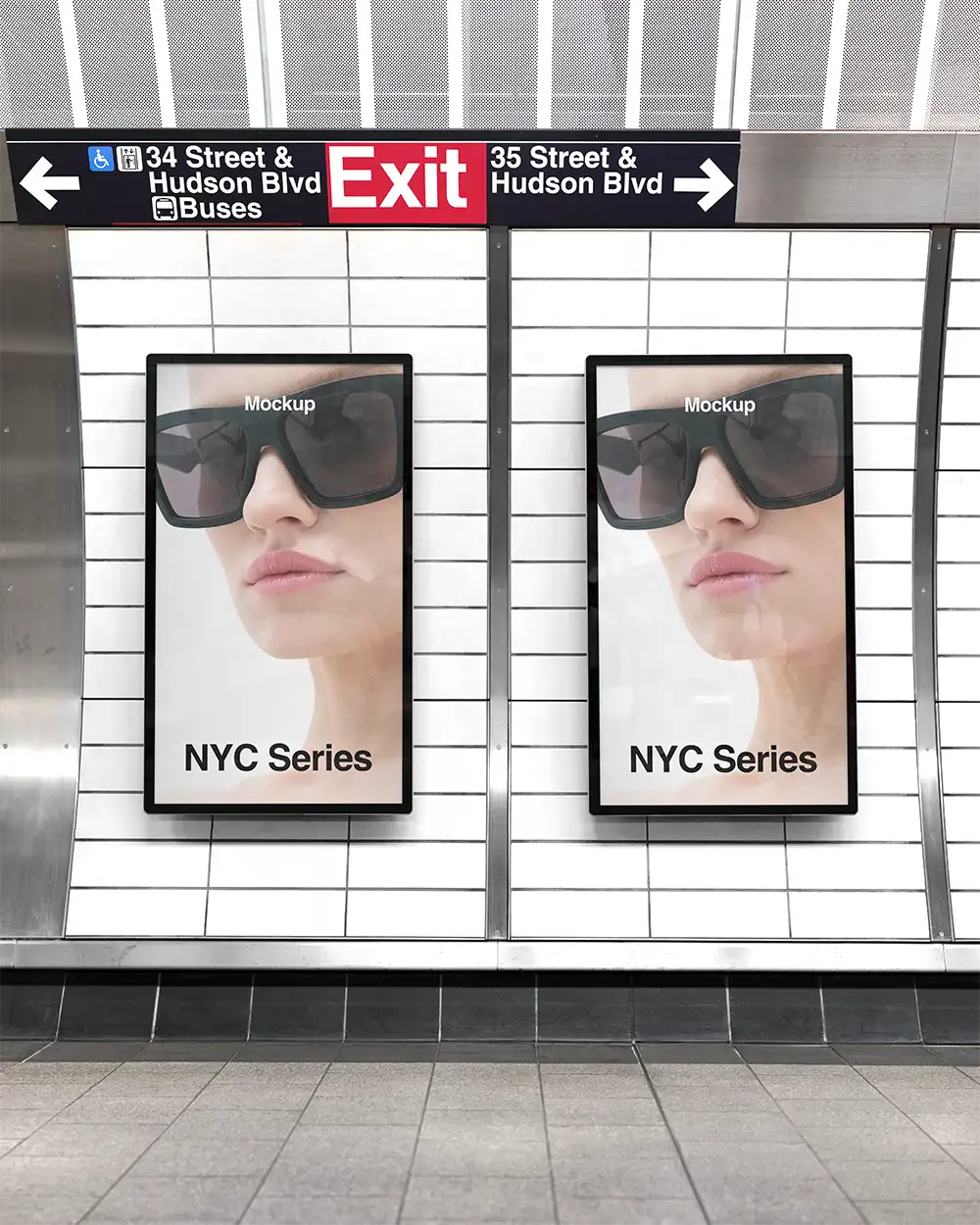 Billboard mockup in the NYC subway, New York