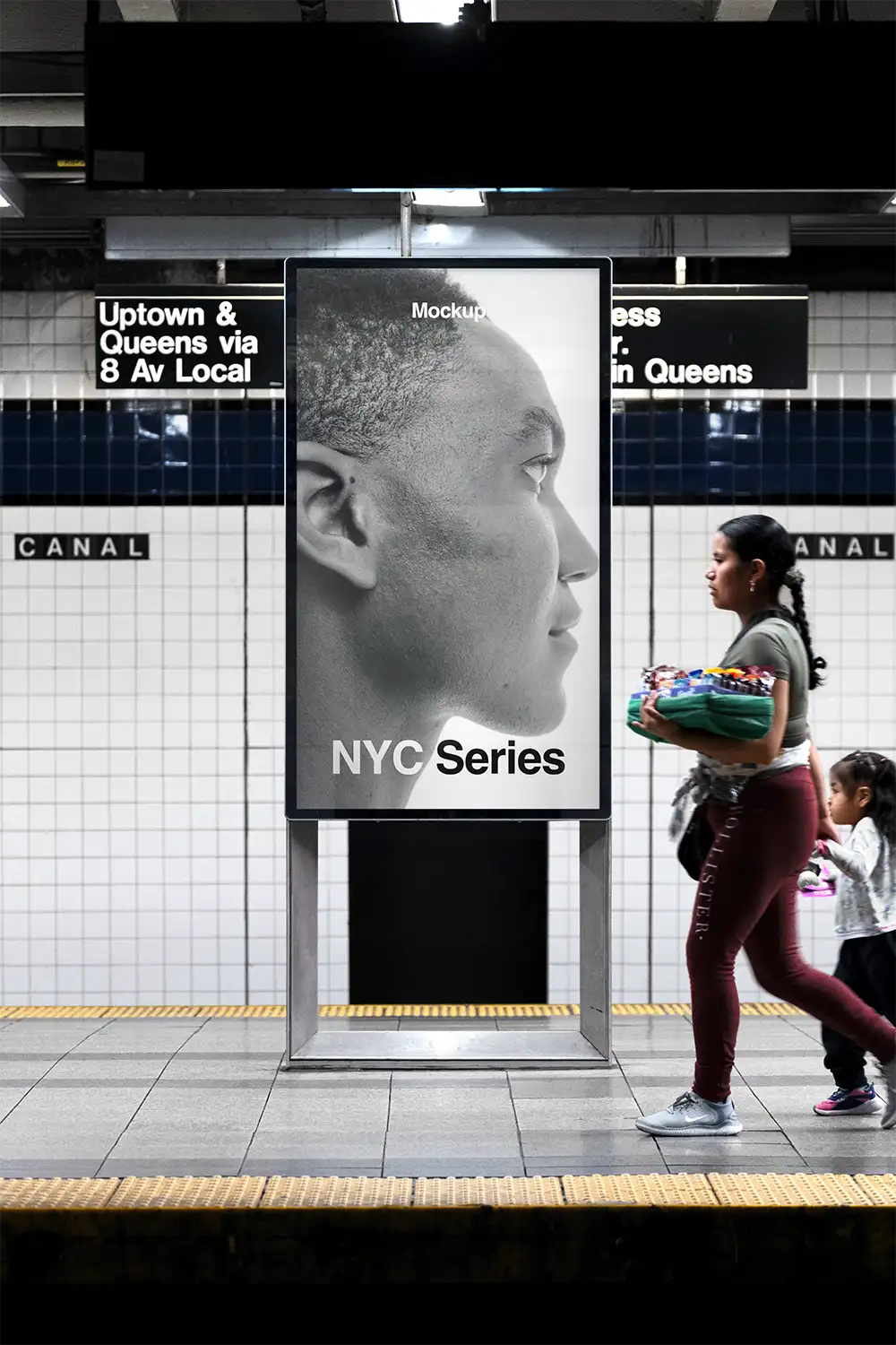 Billboard mockup in the NYC subway in New York