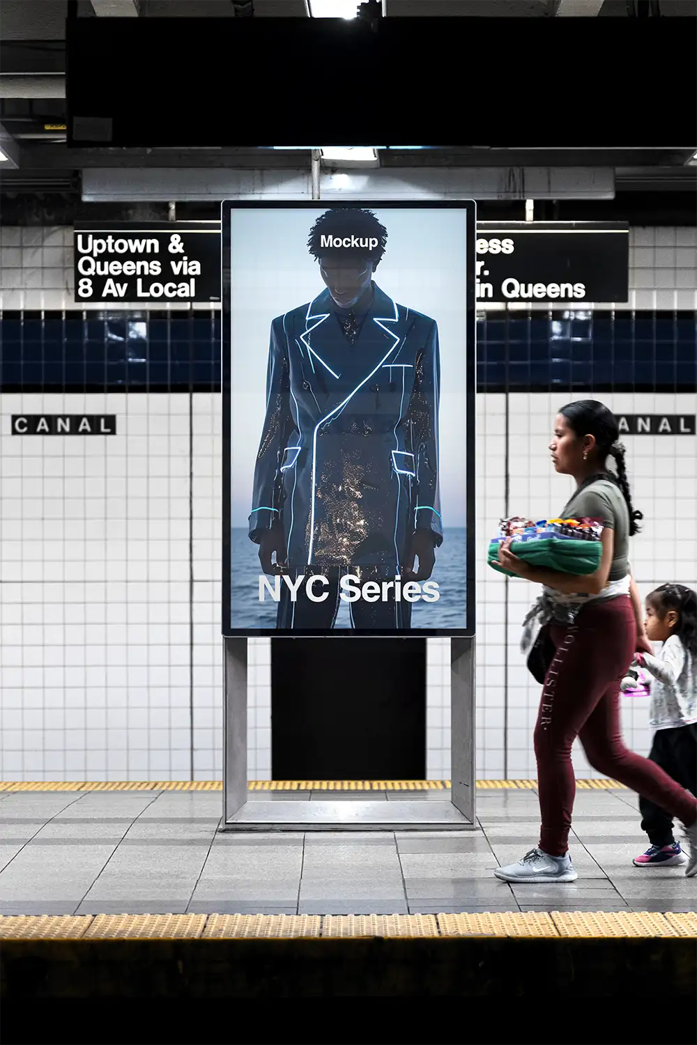 Billboard mockup in the NYC subway in New York
