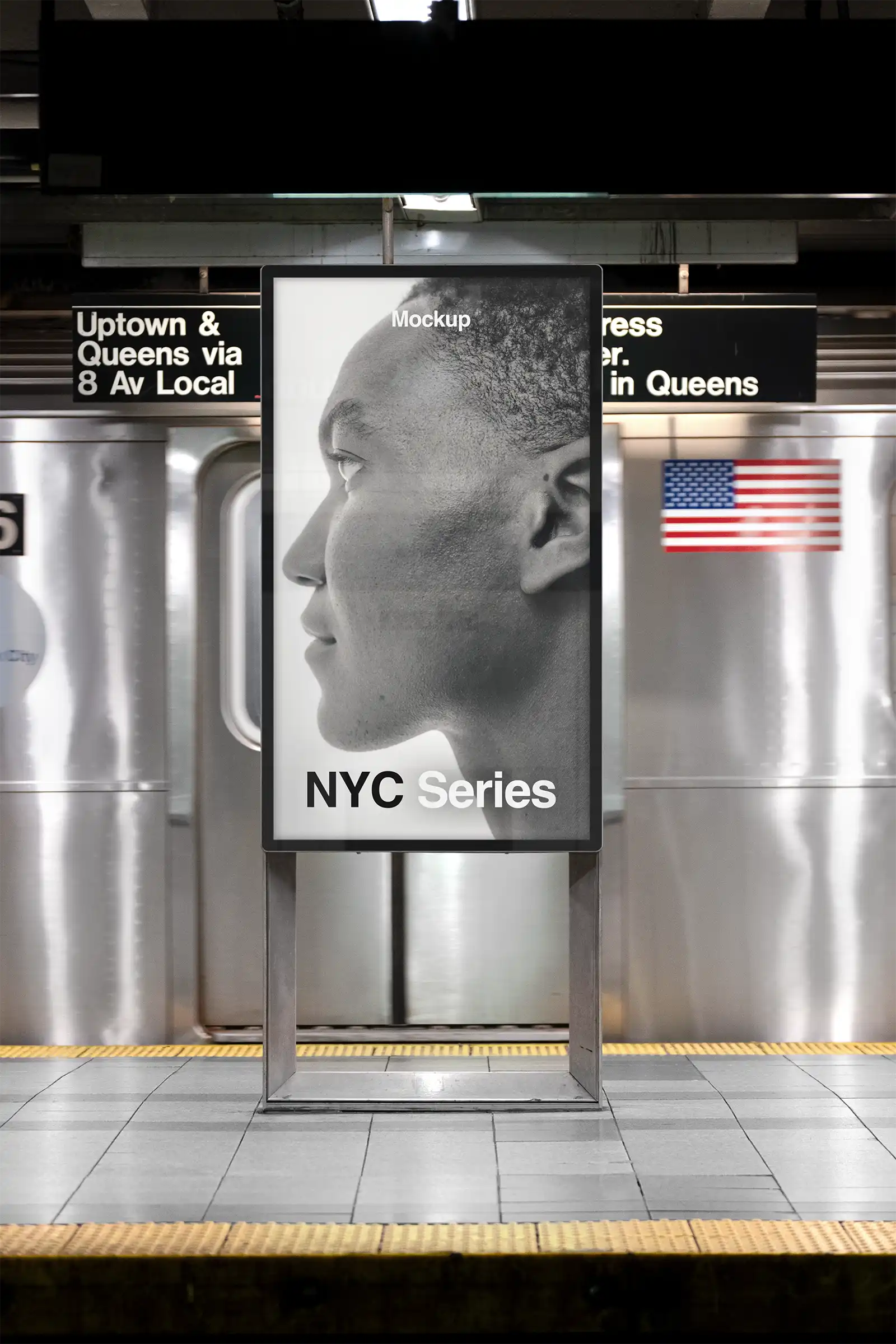 Billboard mockup in the New York Subway