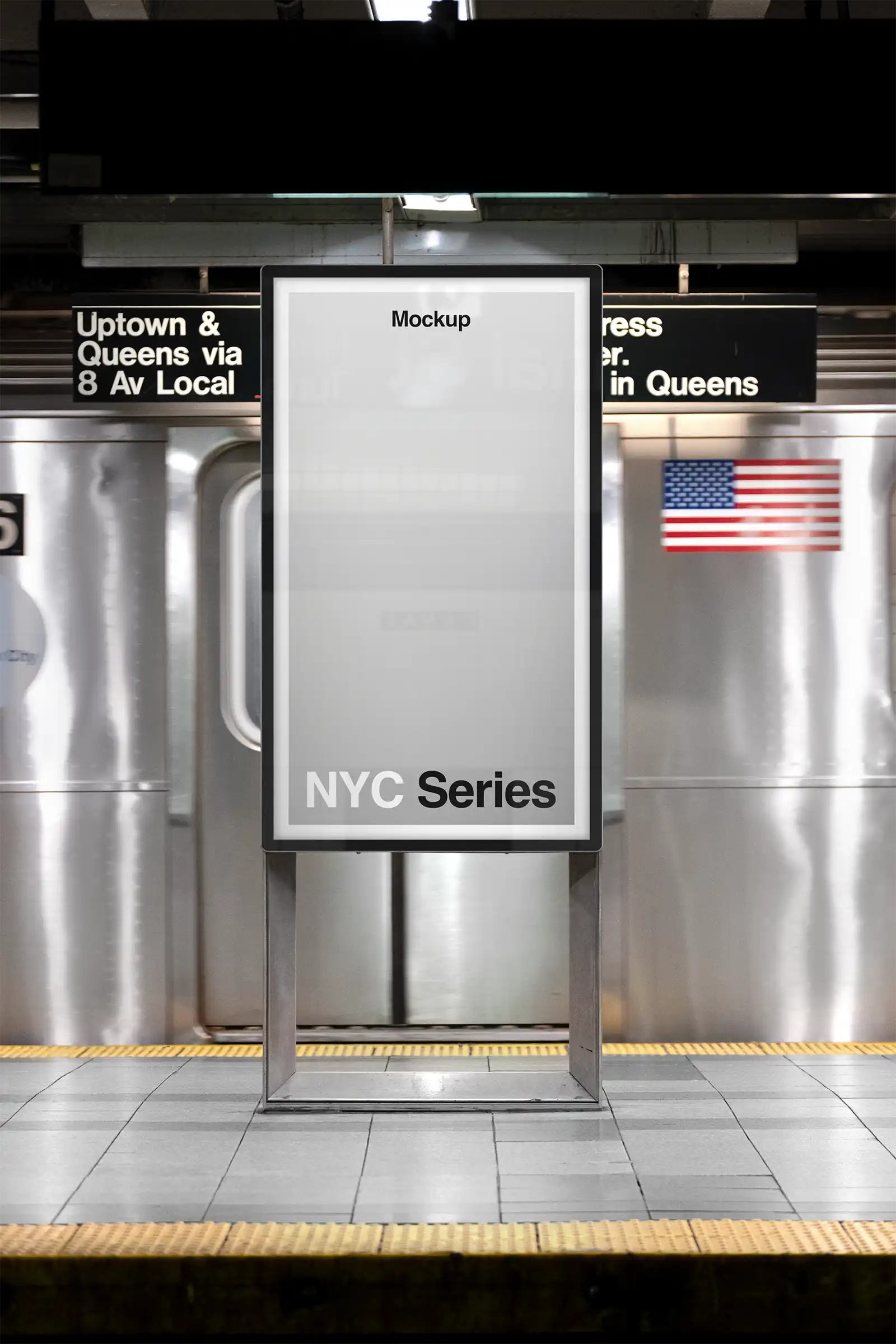 Billboard mockup in the New York Subway