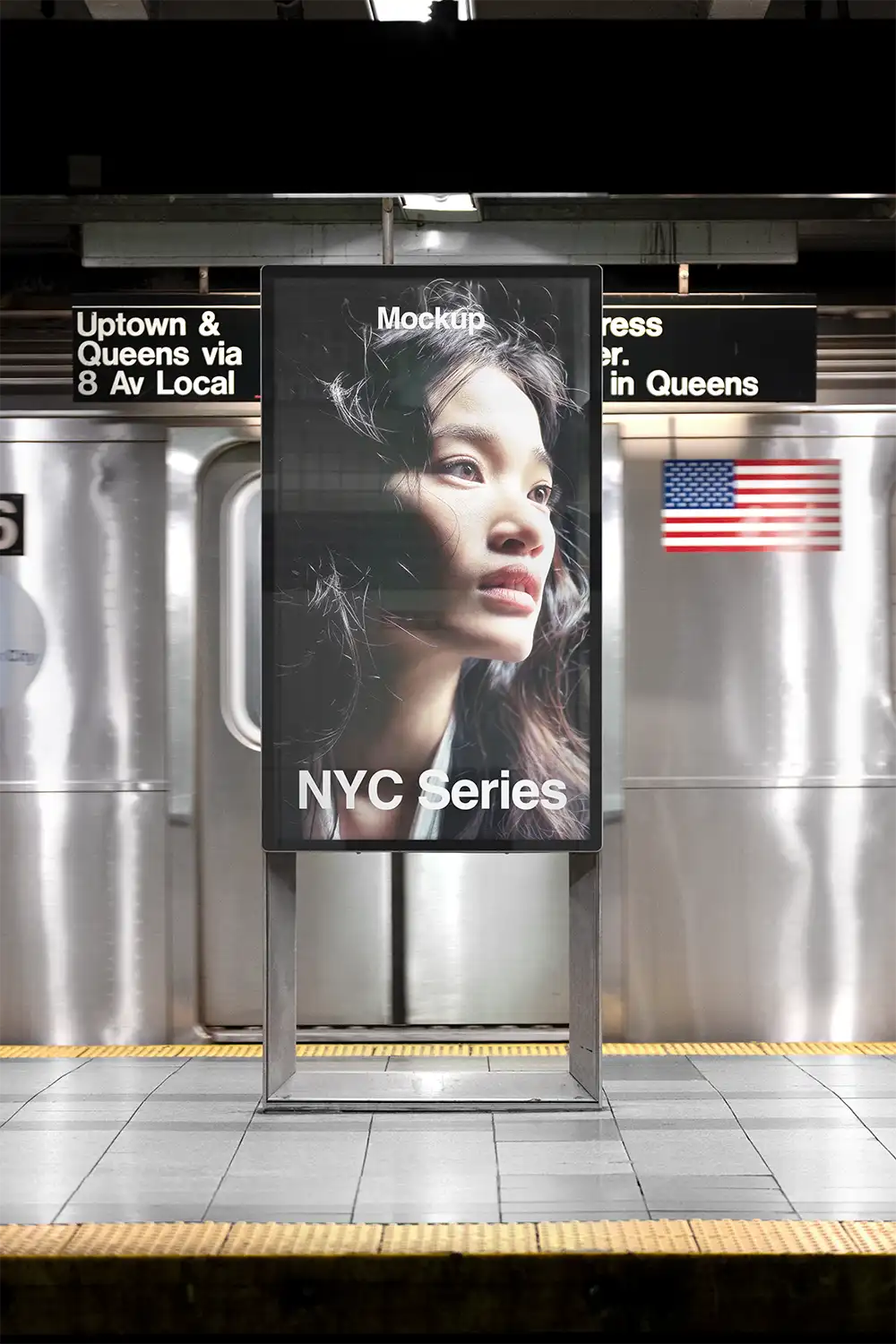 Billboard mockup in the New York Subway. © BRANDACLE MOCKUPS 2026. 