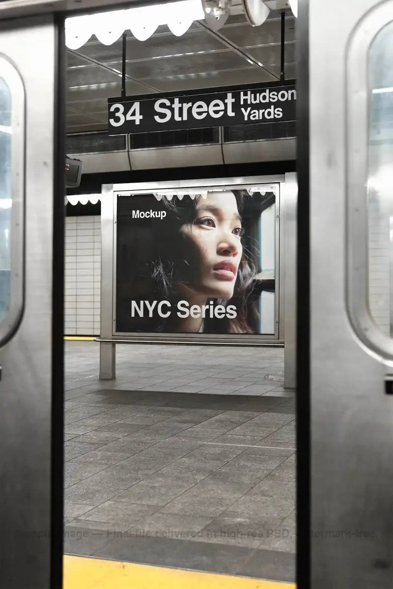 Poster mockup in New York, United States, subway underground.