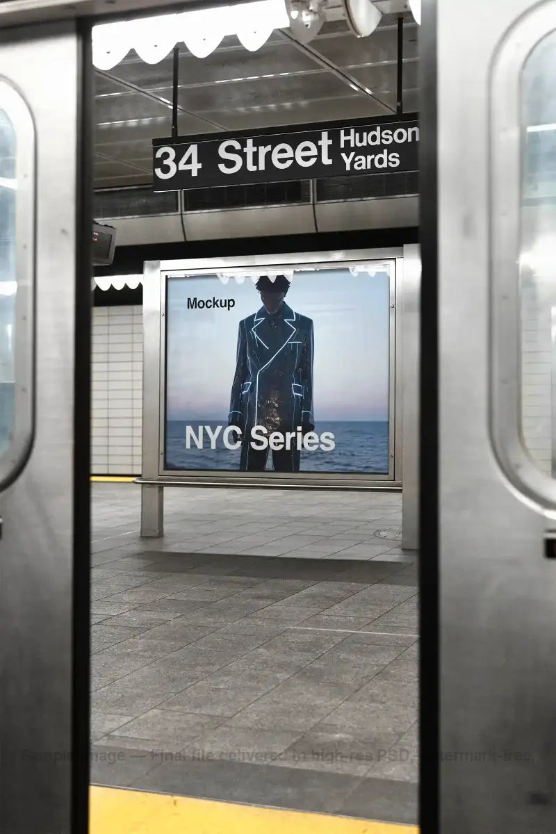 Poster mockup in New York, United States, subway underground.