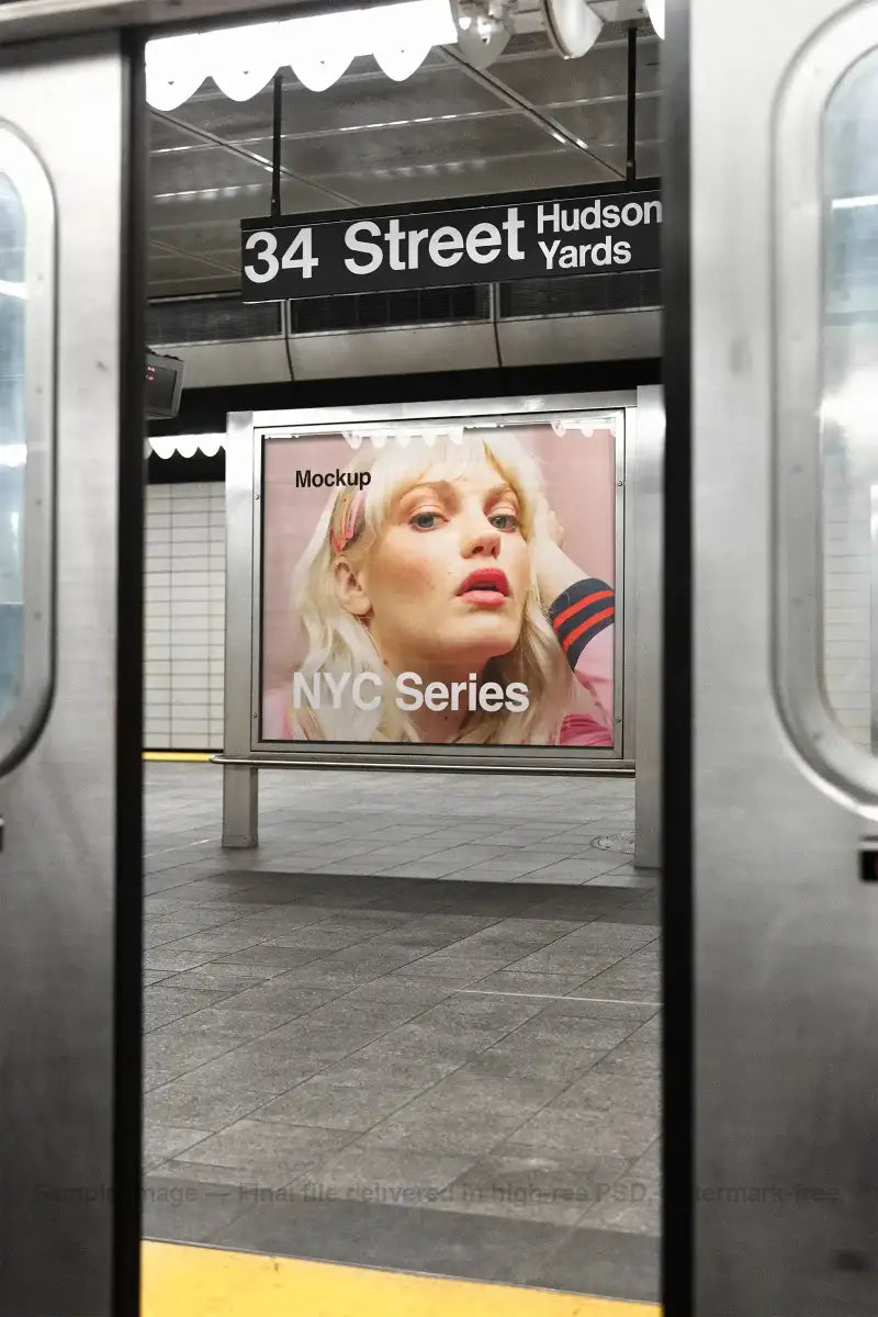 Poster mockup in New York, United States, subway underground.