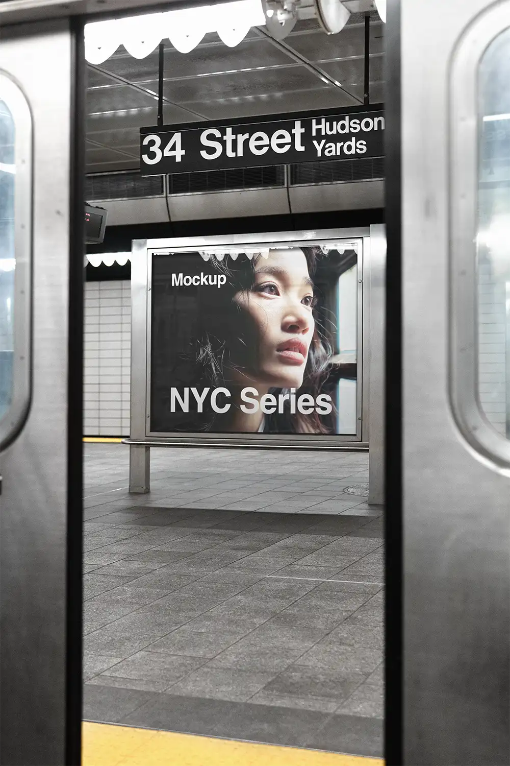 Poster mockup in the NYC NY Subway in New York. © BRANDACLE MOCKUPS 2026. 
