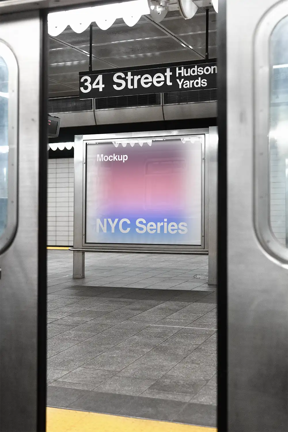 Poster mockup in the NYC NY Subway in New York. © BRANDACLE MOCKUPS 2026. 