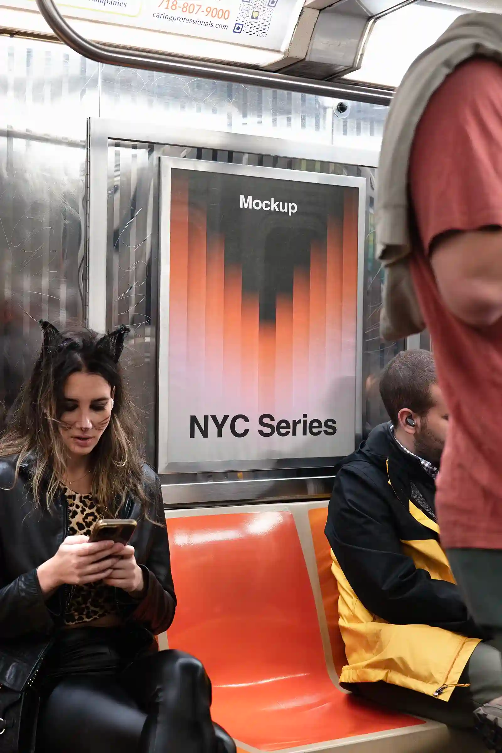 Poster mockup in New York subway, United States.  PSD Mockup Photoshop Mockup design 3