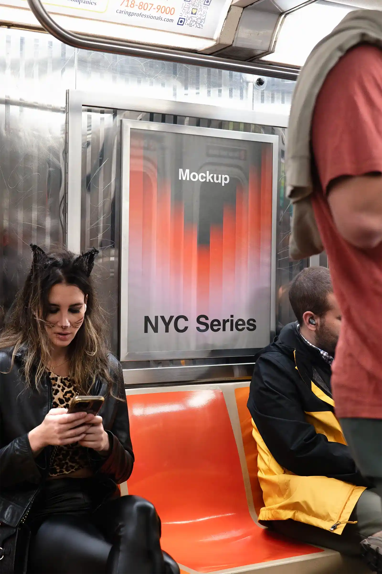 Poster mockup in New York subway, United States.