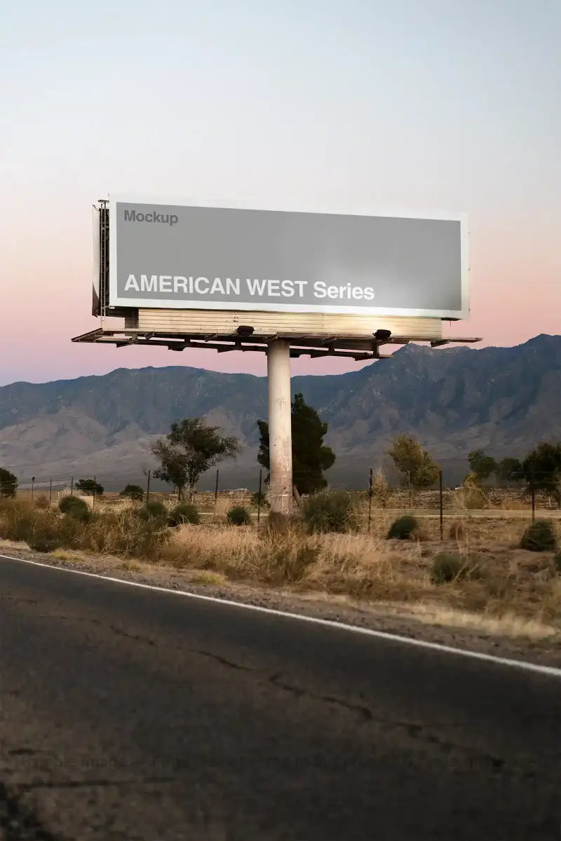 Billboard mockupby a highway in the desert in Nevada in the United States 