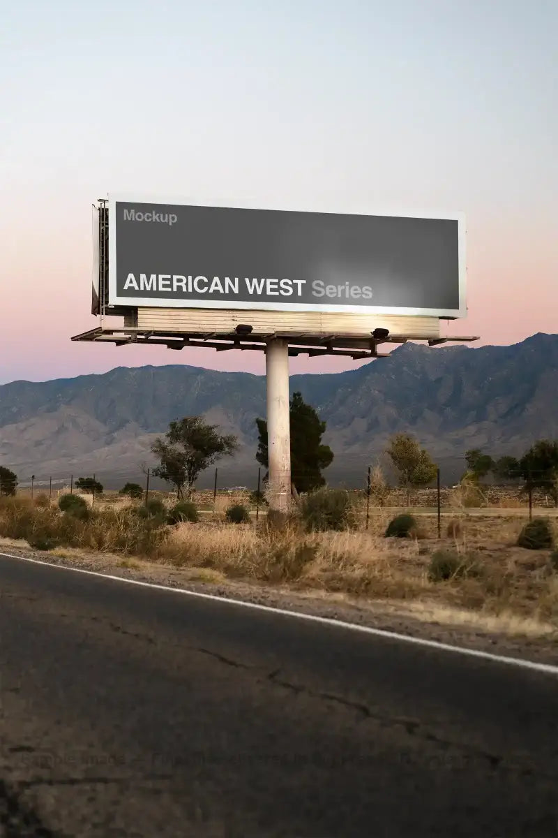Billboard mockupby a highway in the desert in Nevada in the United States 
