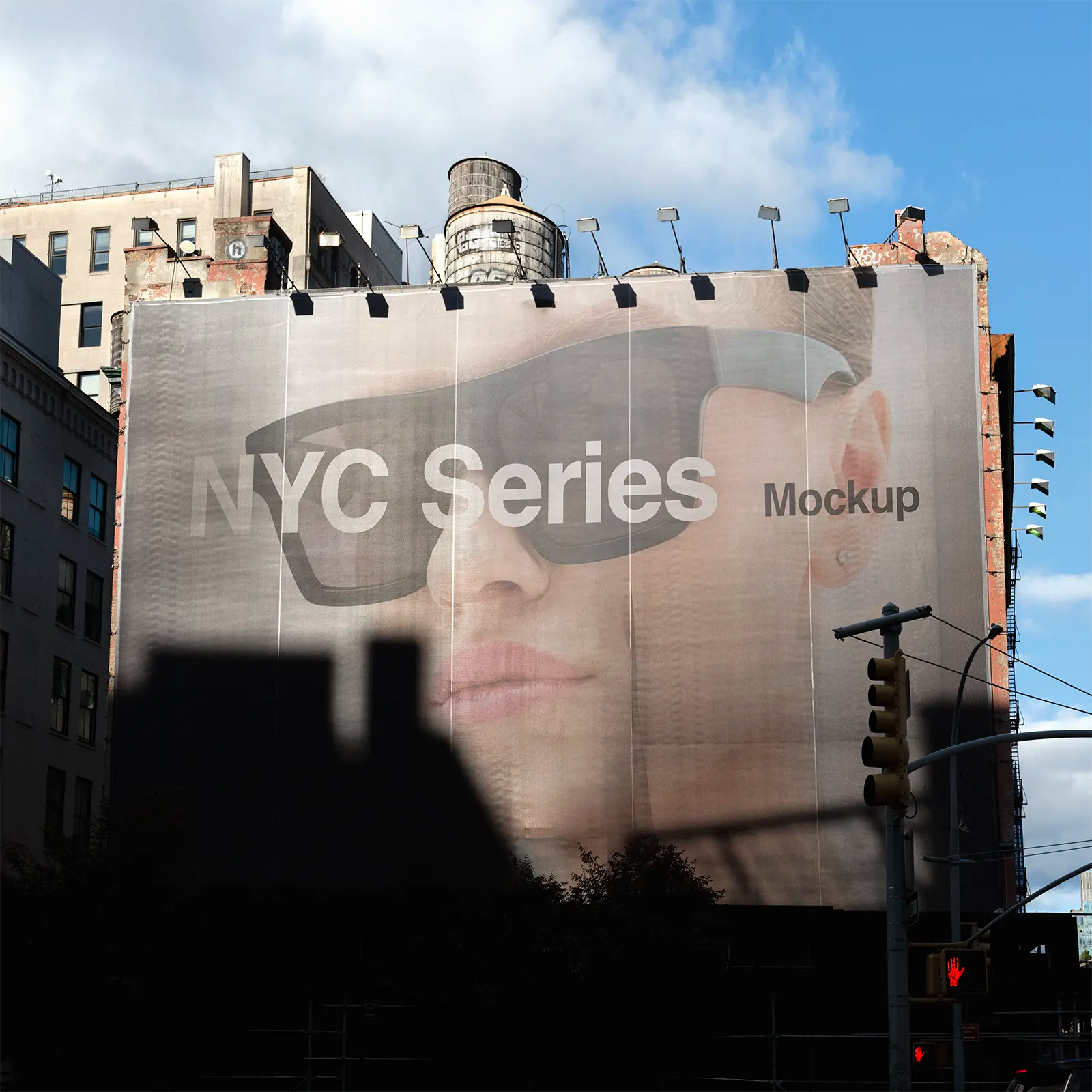 Banner mockup in New York, United States. PSD Mockup Photoshop Mockup design night 1