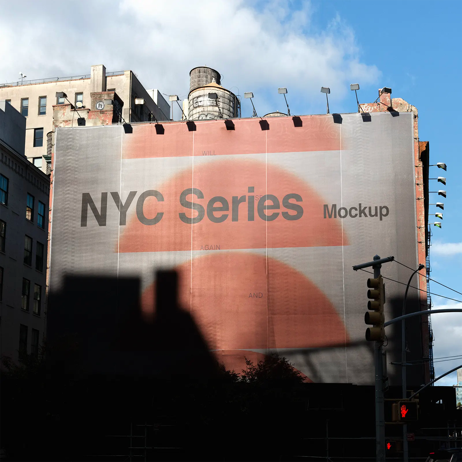 Banner mockup in New York, United States. PSD Mockup Photoshop Mockup design night 1