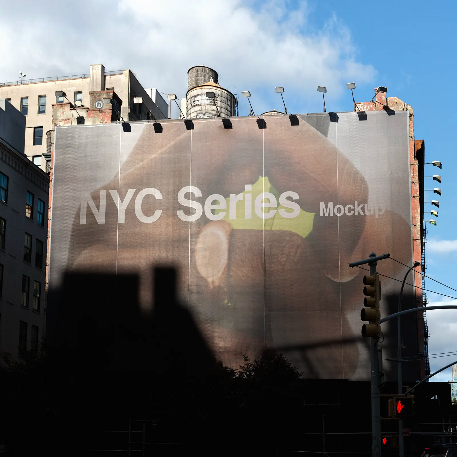 Banner mockup in New York, United States. PSD Mockup Photoshop Mockup design night 4