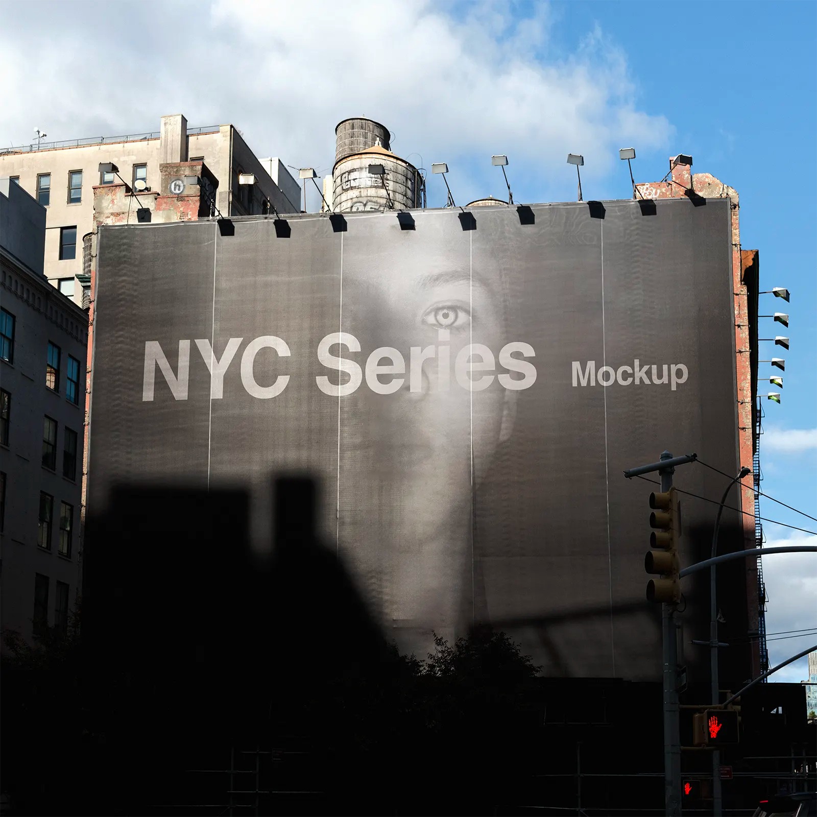Banner mockup in New York, United States. PSD Mockup Photoshop Mockup design night 5