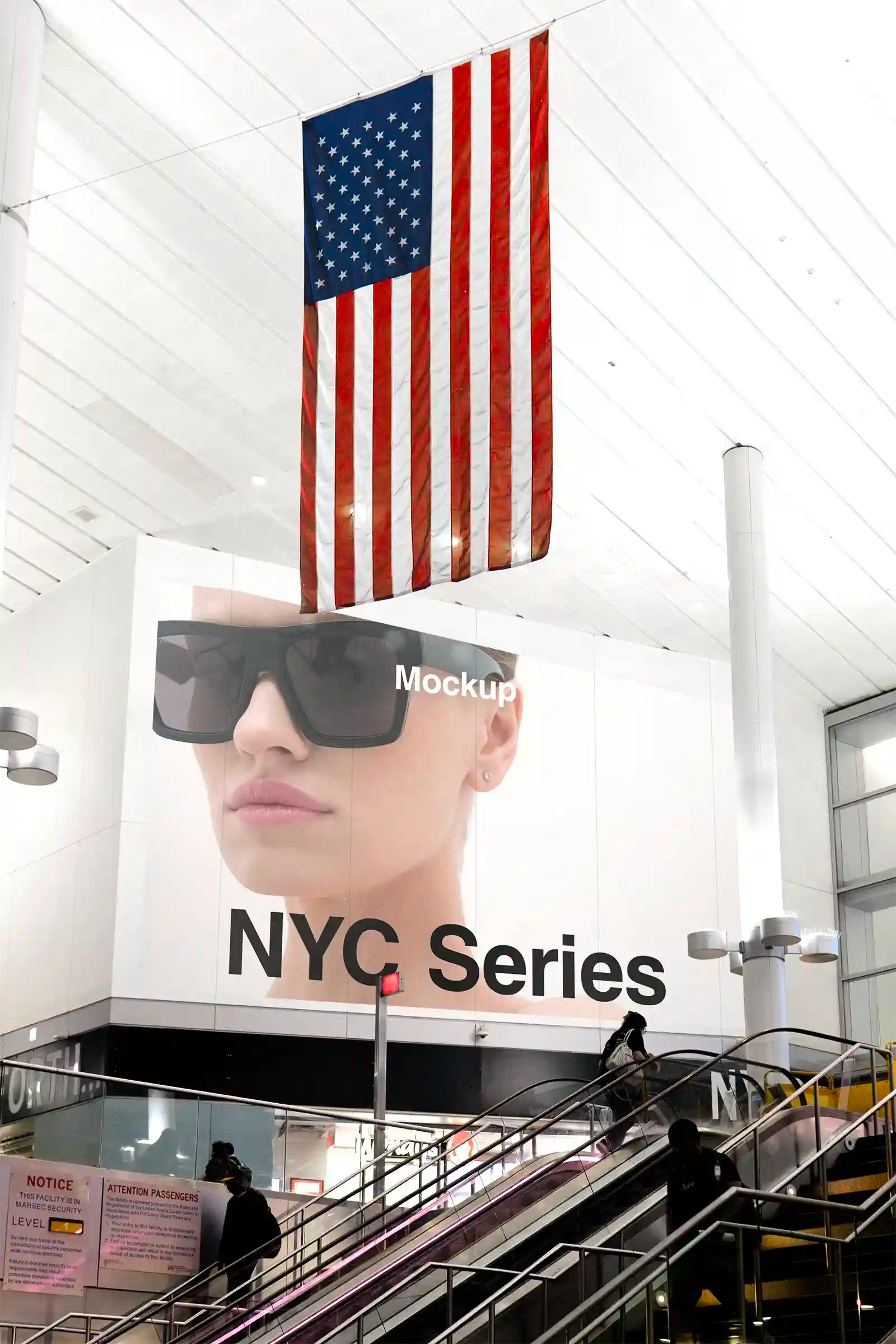 Banner mockup in New York, United States. PSD Mockup on Photoshop for your design 2