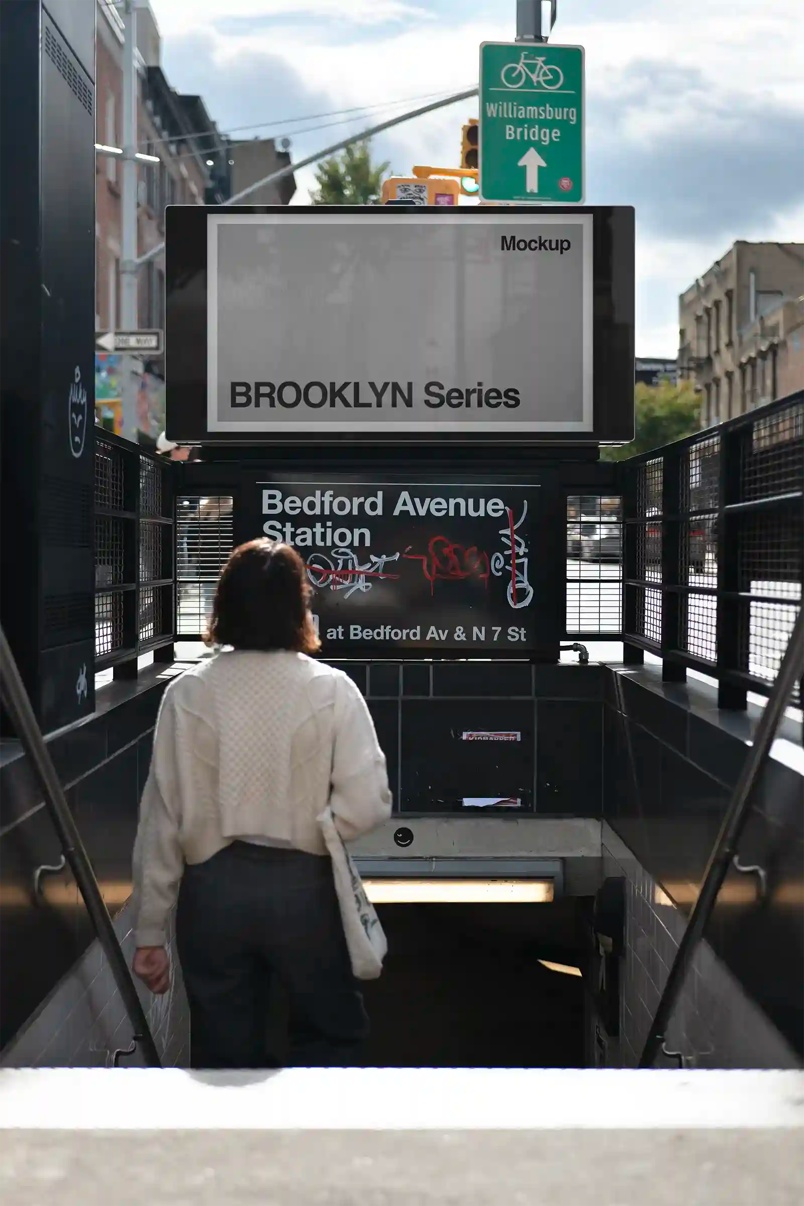 Billboard mockup in Brooklyn, New York, United States. Poster, Banner,  screen. PSD Mockup Photoshop Mockup design 2