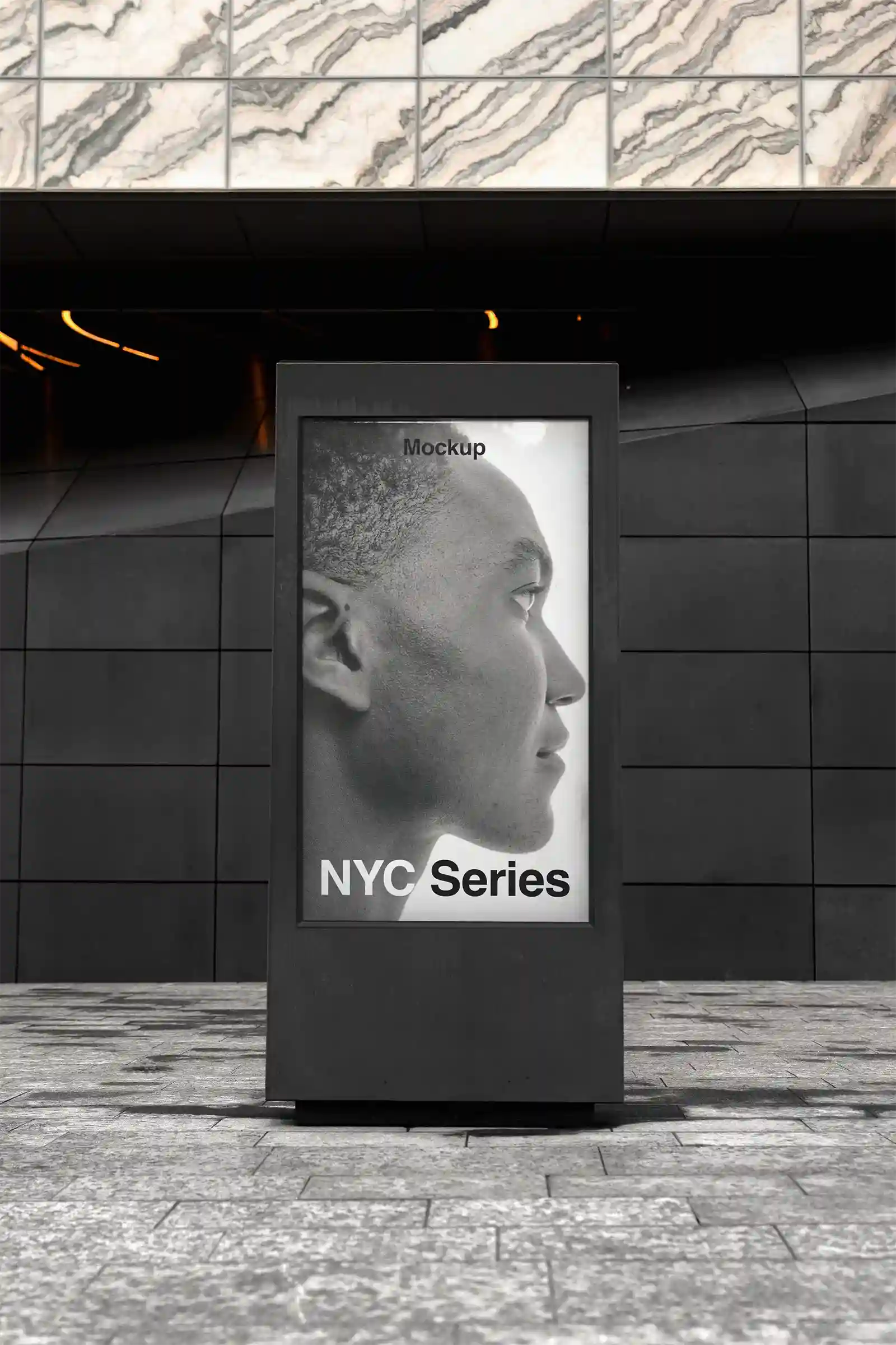 Billboard mockup in New York, United States. PSD Photoshop mockup for your design