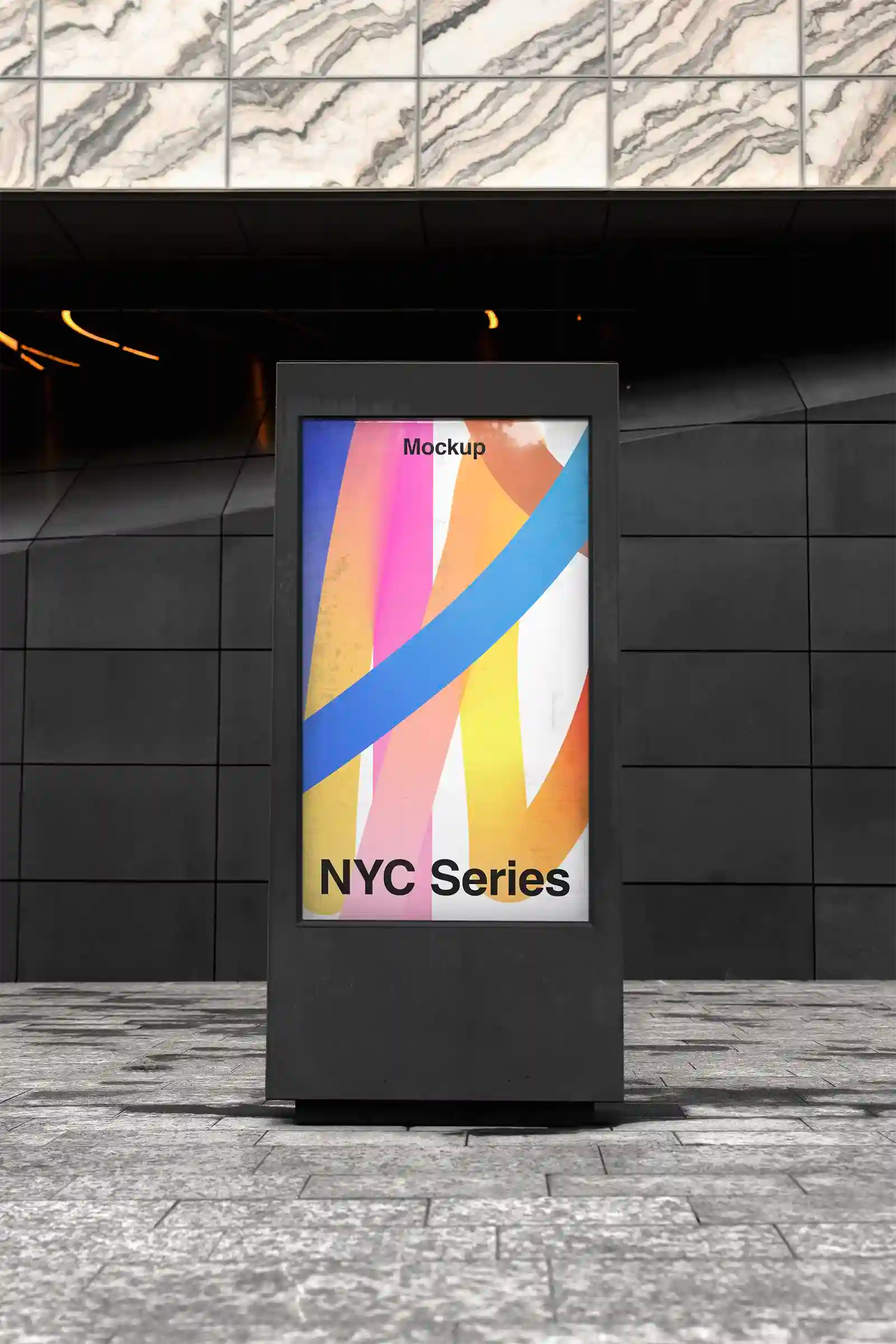 Billboard mockup in New York, United States. PSD Photoshop mockup for your design