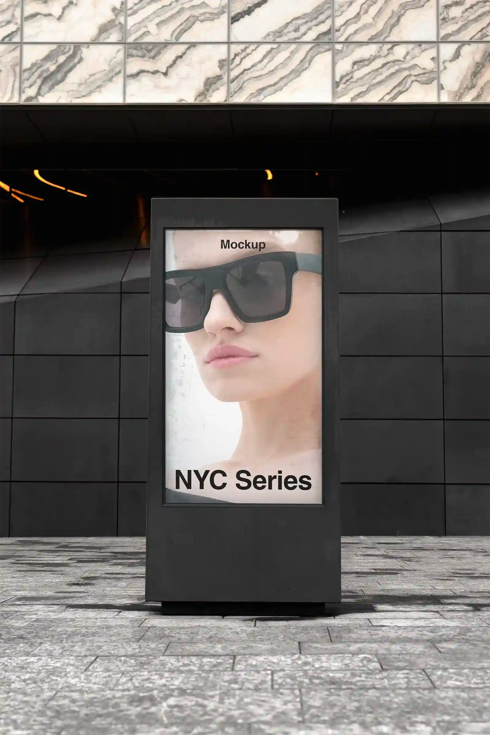 Billboard mockup in New York, United States. PSD Photoshop mockup for your design