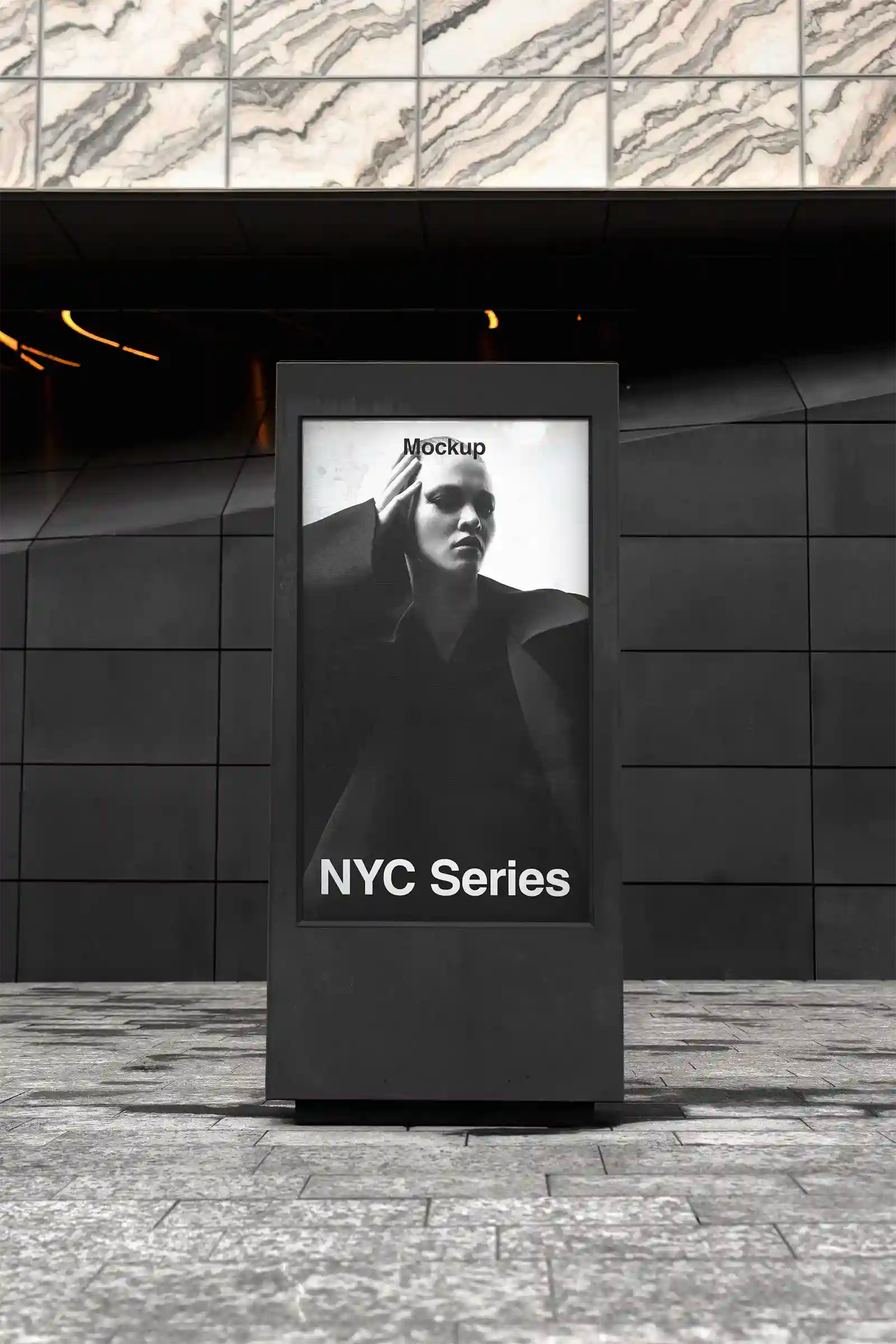 Billboard mockup in New York, United States. PSD Photoshop mockup for your design
