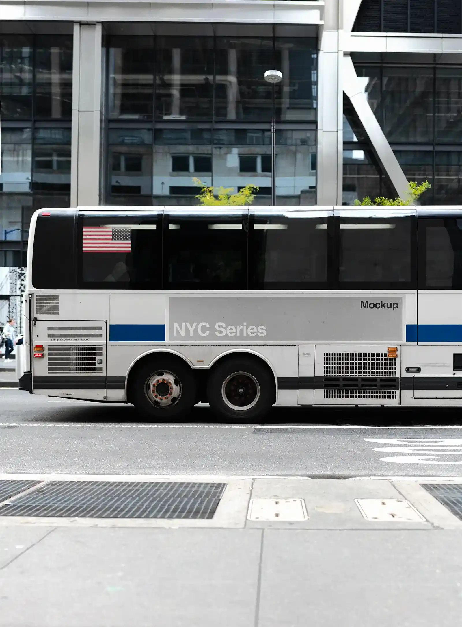 Bus mockup in New York, United States. 