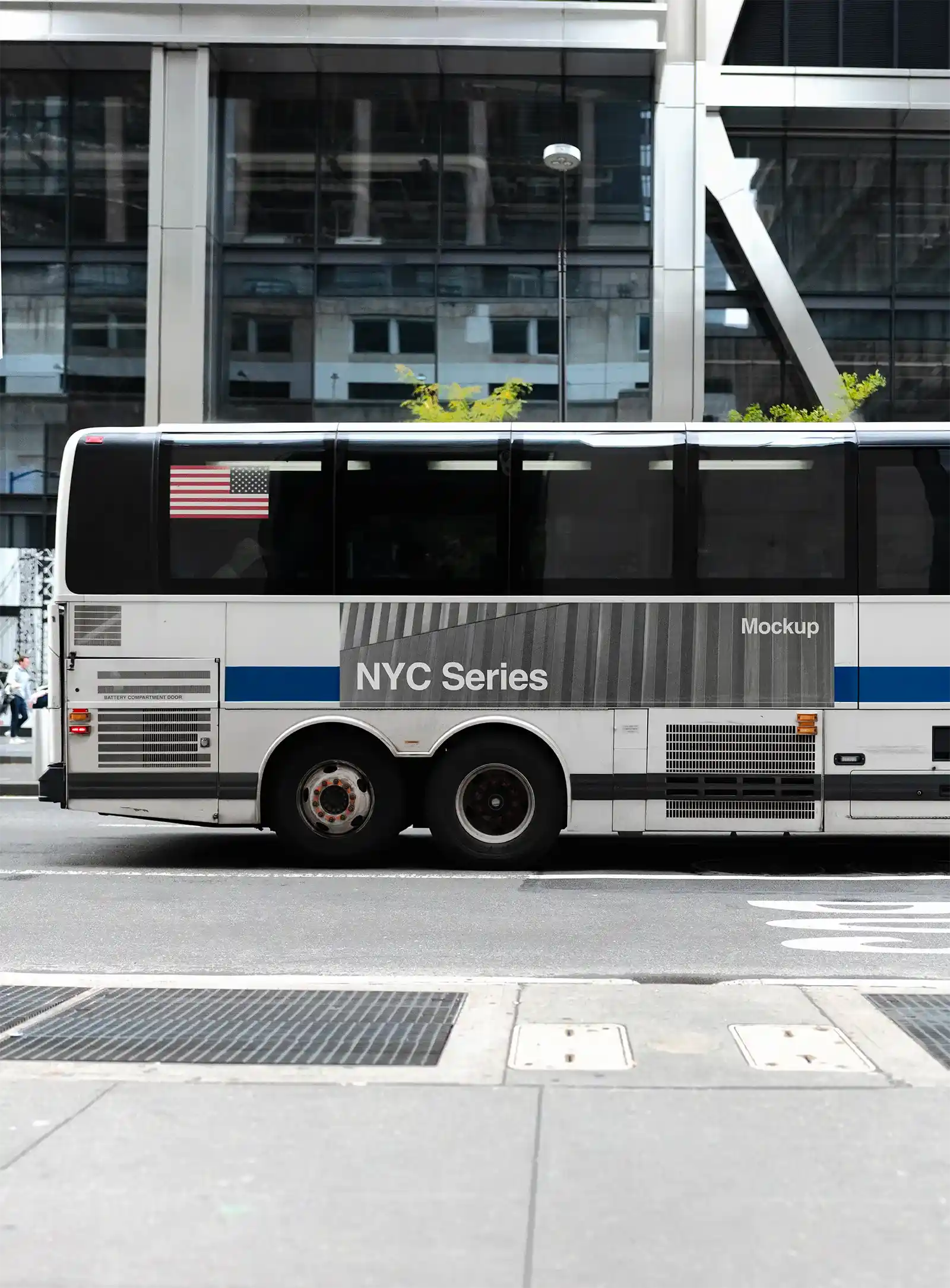Bus mockup in New York, United States. 