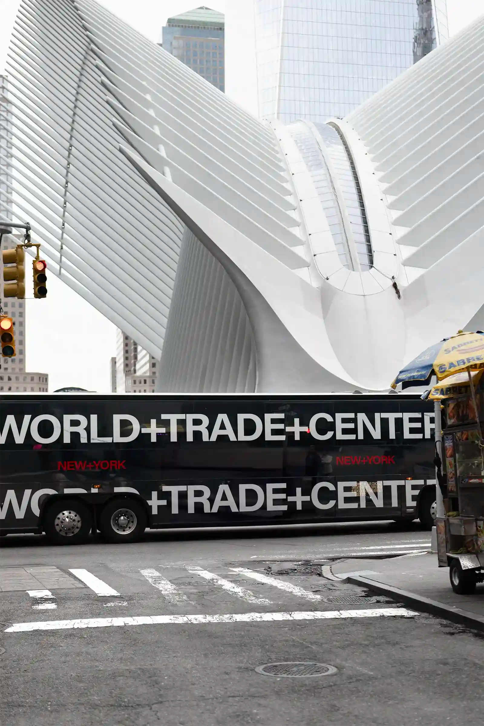 Bus mockup in New York, United States. Vehicles mockup. 