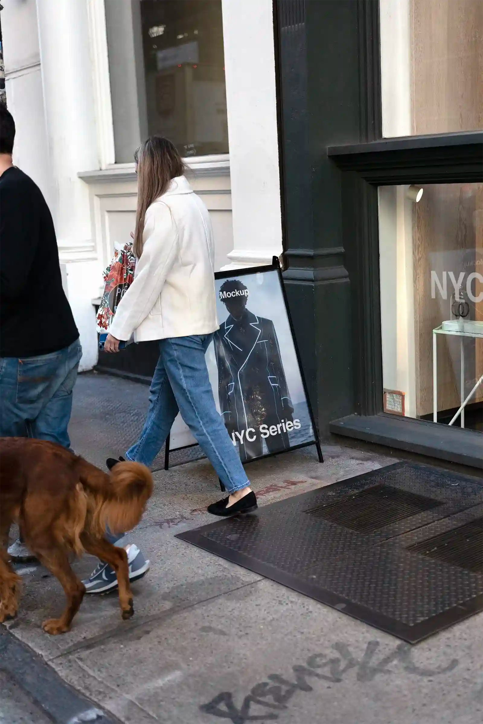 Poster mockup in Soho, New York, United States. PSD Mockup on Photoshop for your design 3