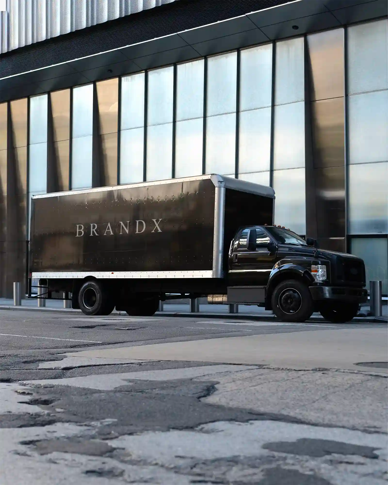 Truck mockup in New York, United States. Vehicles mockup.  PSD Mockup Photoshop 1