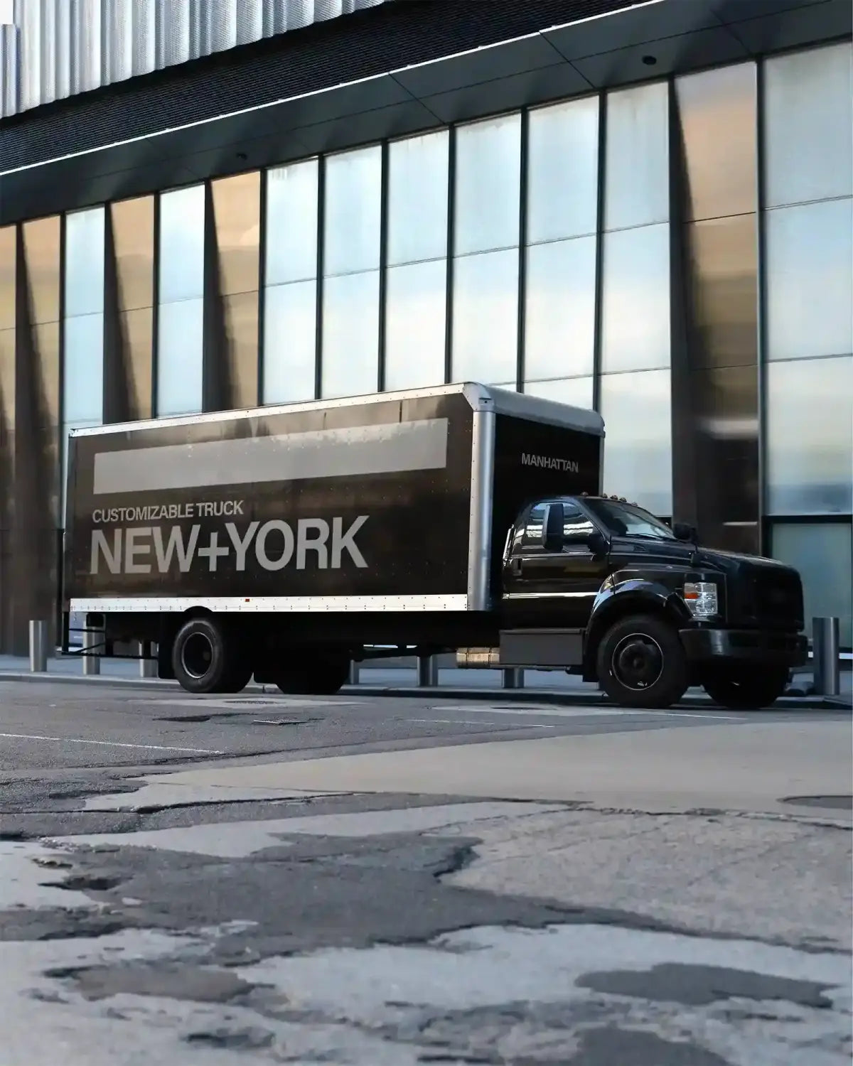 Truck mockup in New York, United States. © BRANDACLE MOCKUPS 2026. No AI modification permitted.