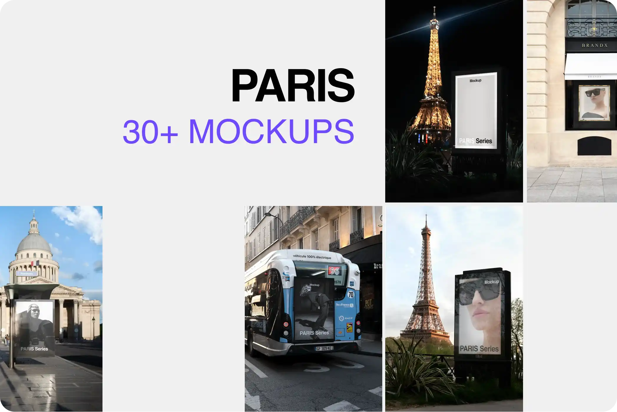 PARIS COLLECTION MOCKUPS BUNDLE - Brandacle - Mega pack of mockups with buses, posters, banners and billboards