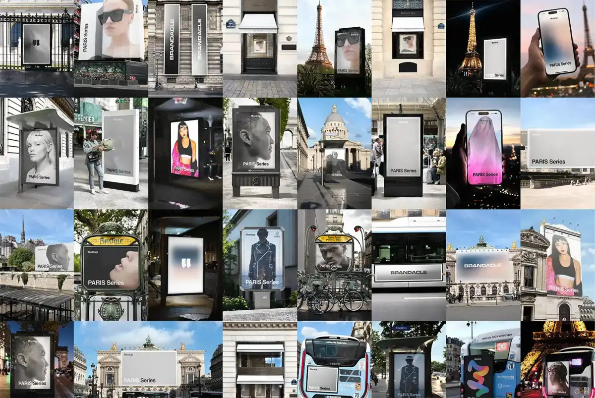 PARIS COLLECTION MOCKUPS BUNDLE - Brandacle - pack of mockups with buses, posters, banners and billboards