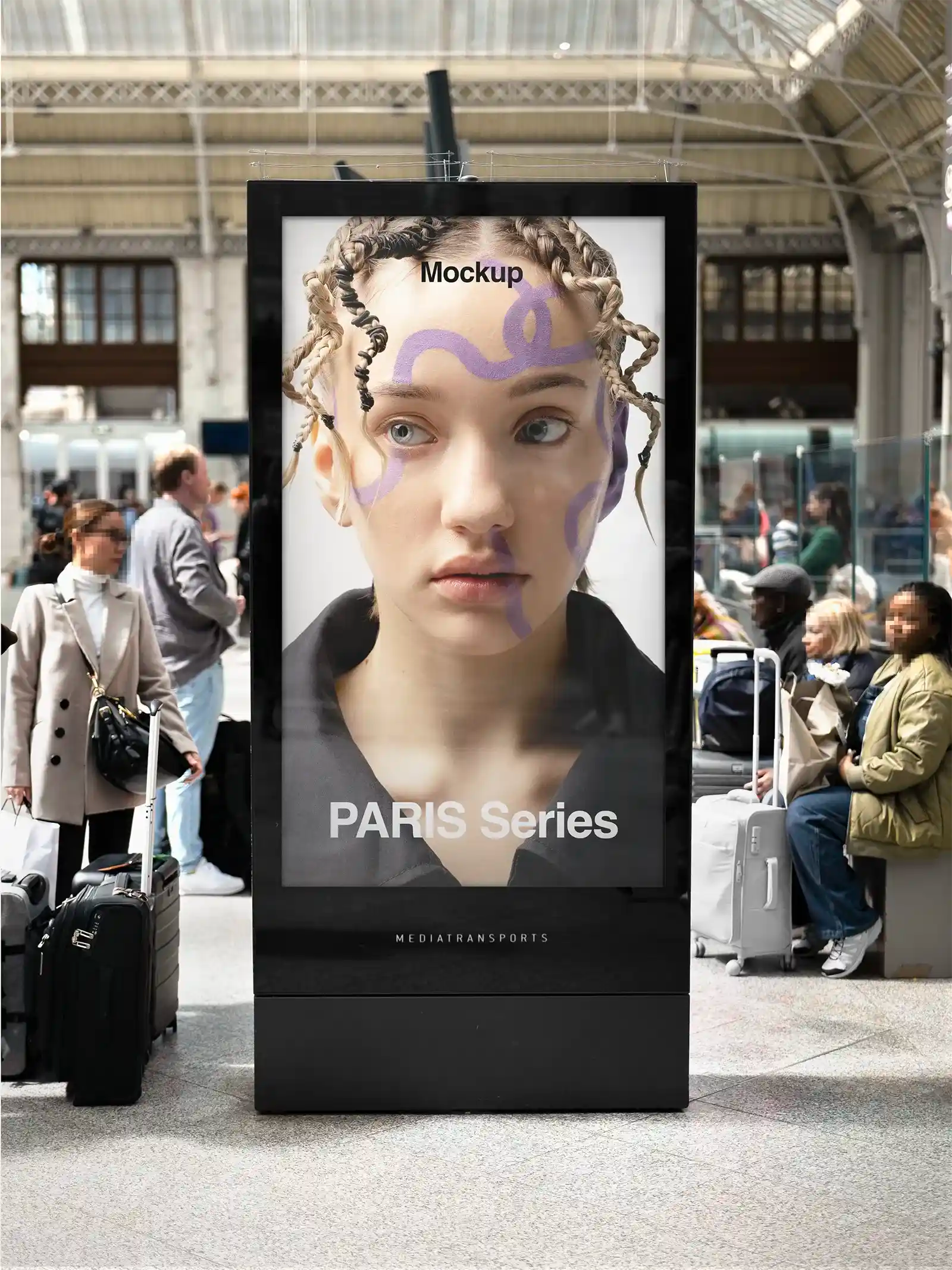 Billboard mockup in Paris, France. PSD Mockup on Photoshop for your design 2