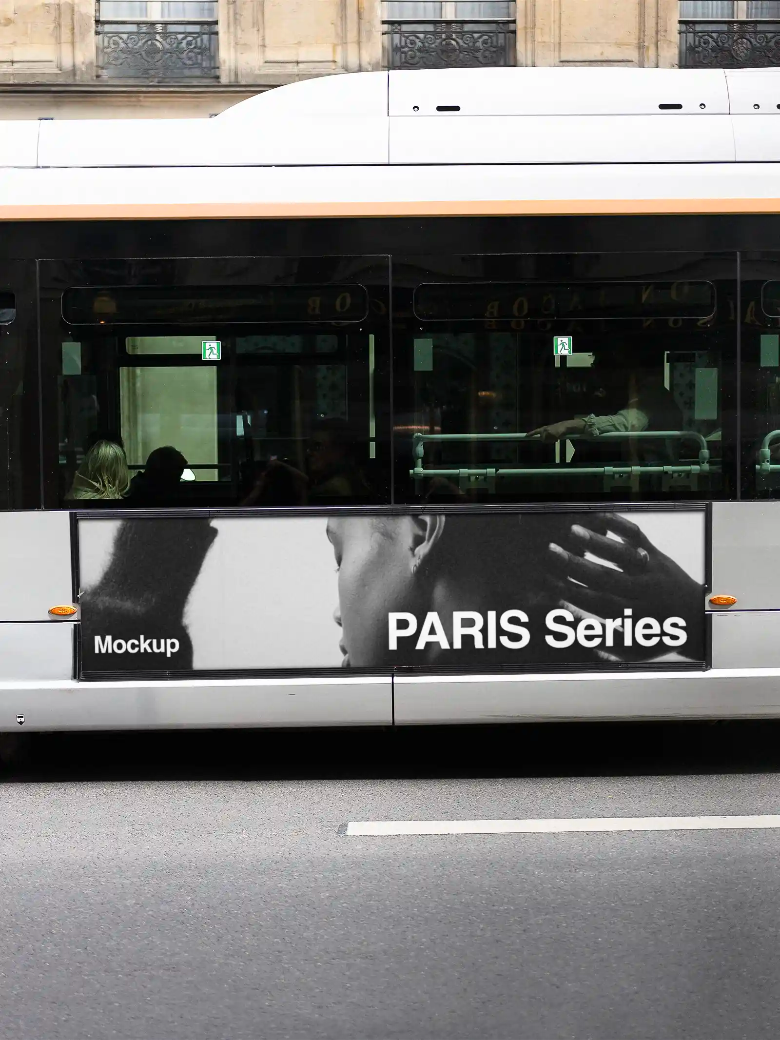 Bus mockup in Paris, France. PSD Mockup on Photoshop for your design 1
