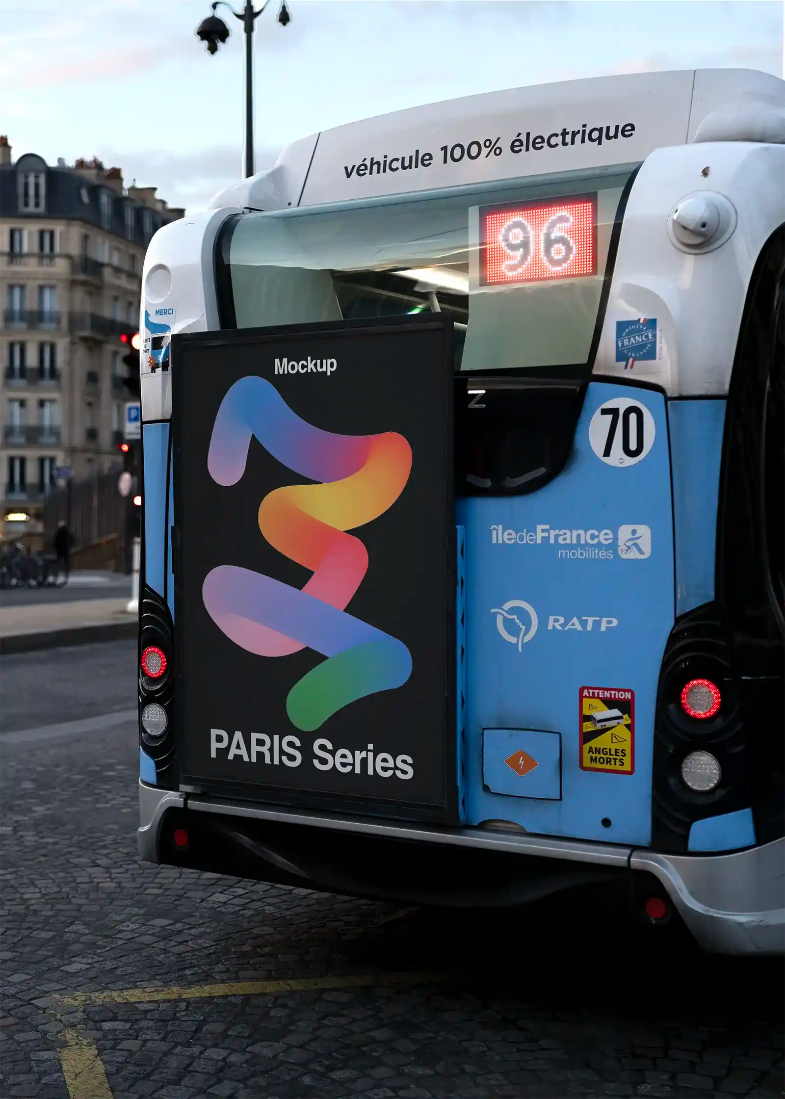 Bus mockup in Paris, France. PSD Mockup on Photoshop for your design 2