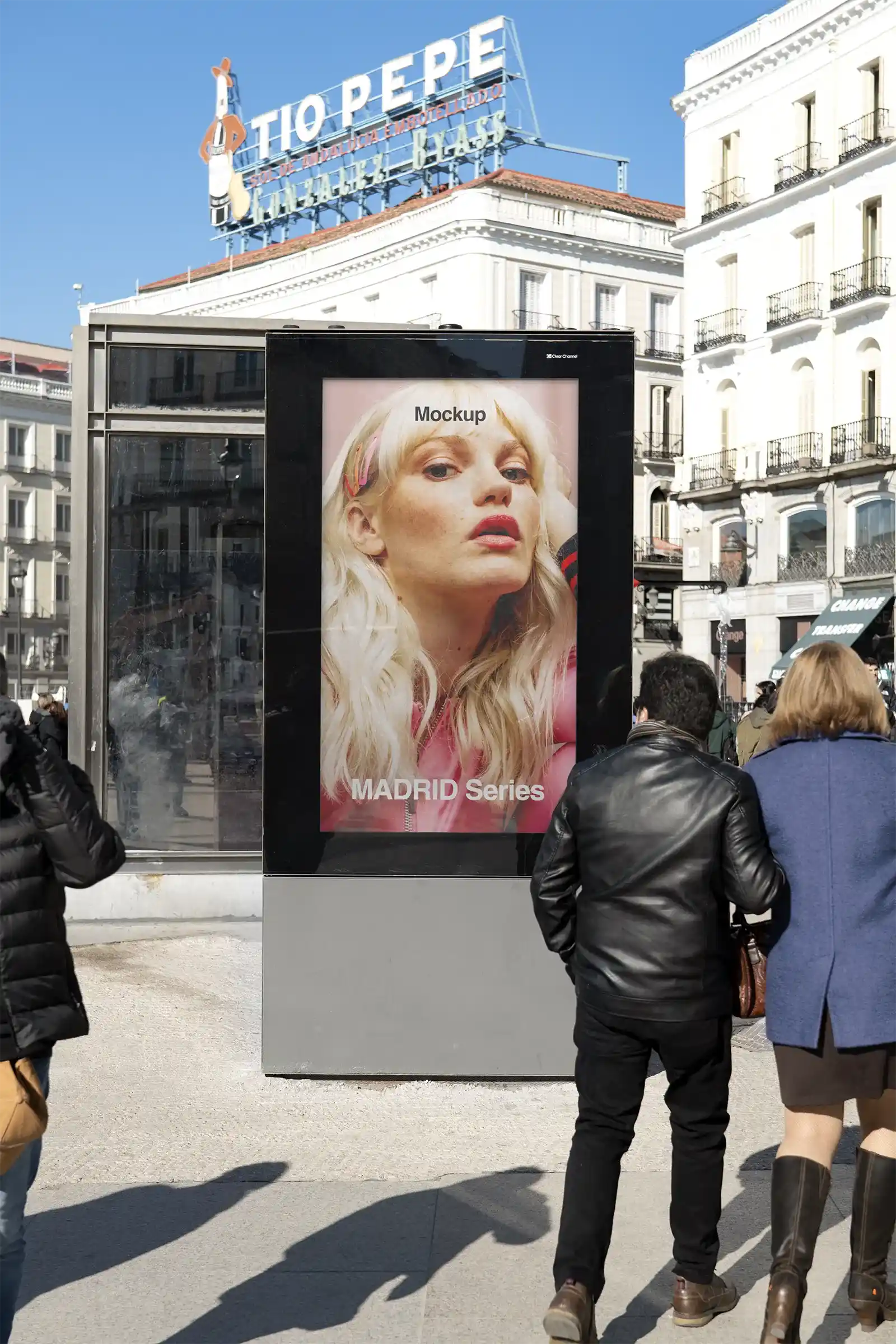 Billboard mockup in Madrid, Spain. 