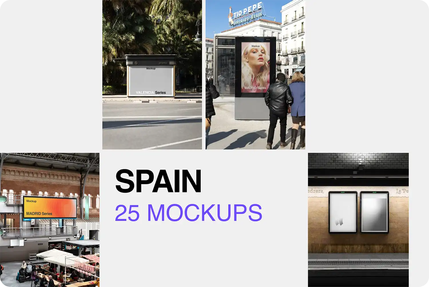 SPAIN COLLECTION MOCKUPS BUNDLE - Brandacle - mockups  in Madrid, Barcelona and Valencia