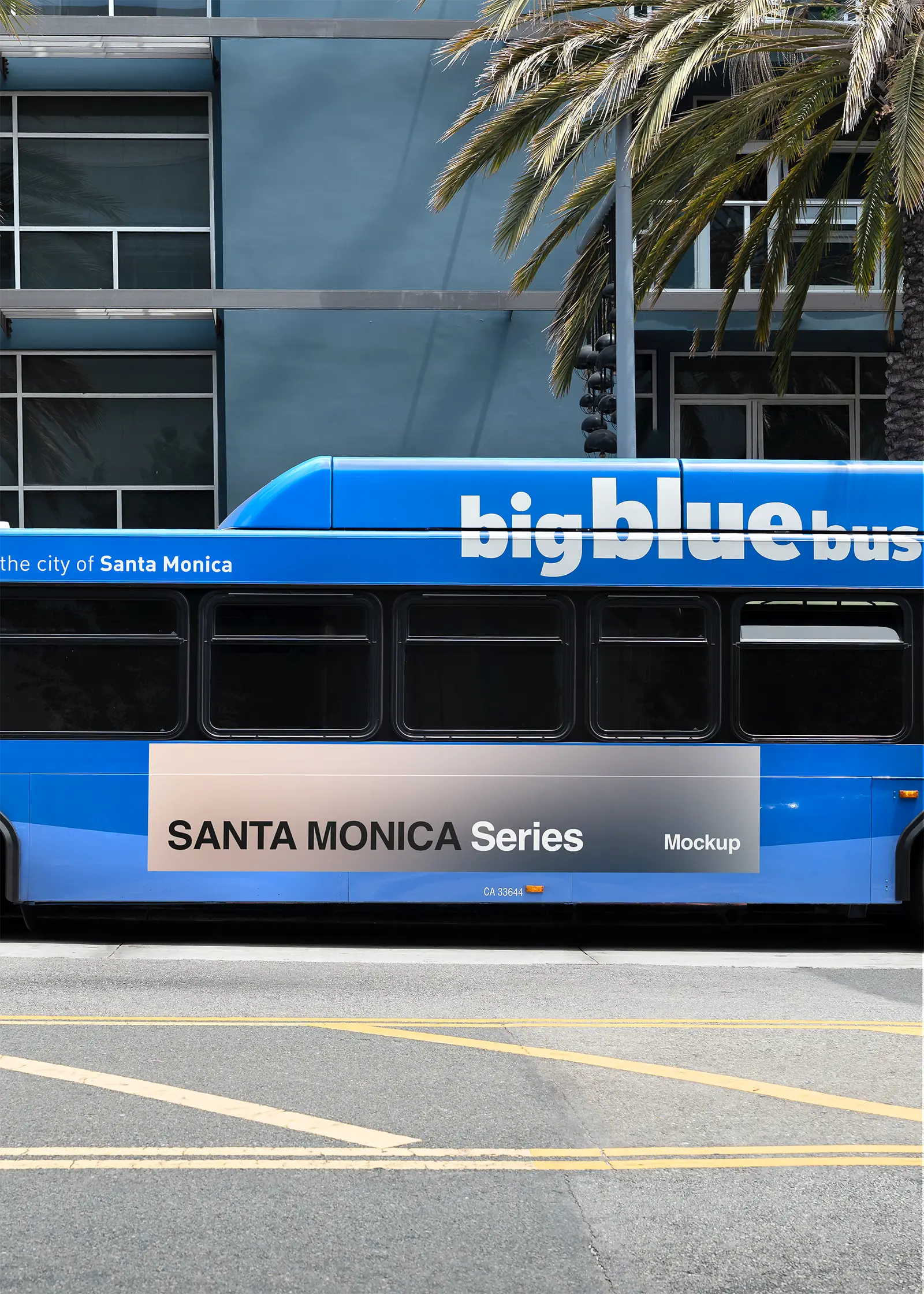 Poster mockup on a bus in Santa Monica, Los Angeles - BRANDACLE