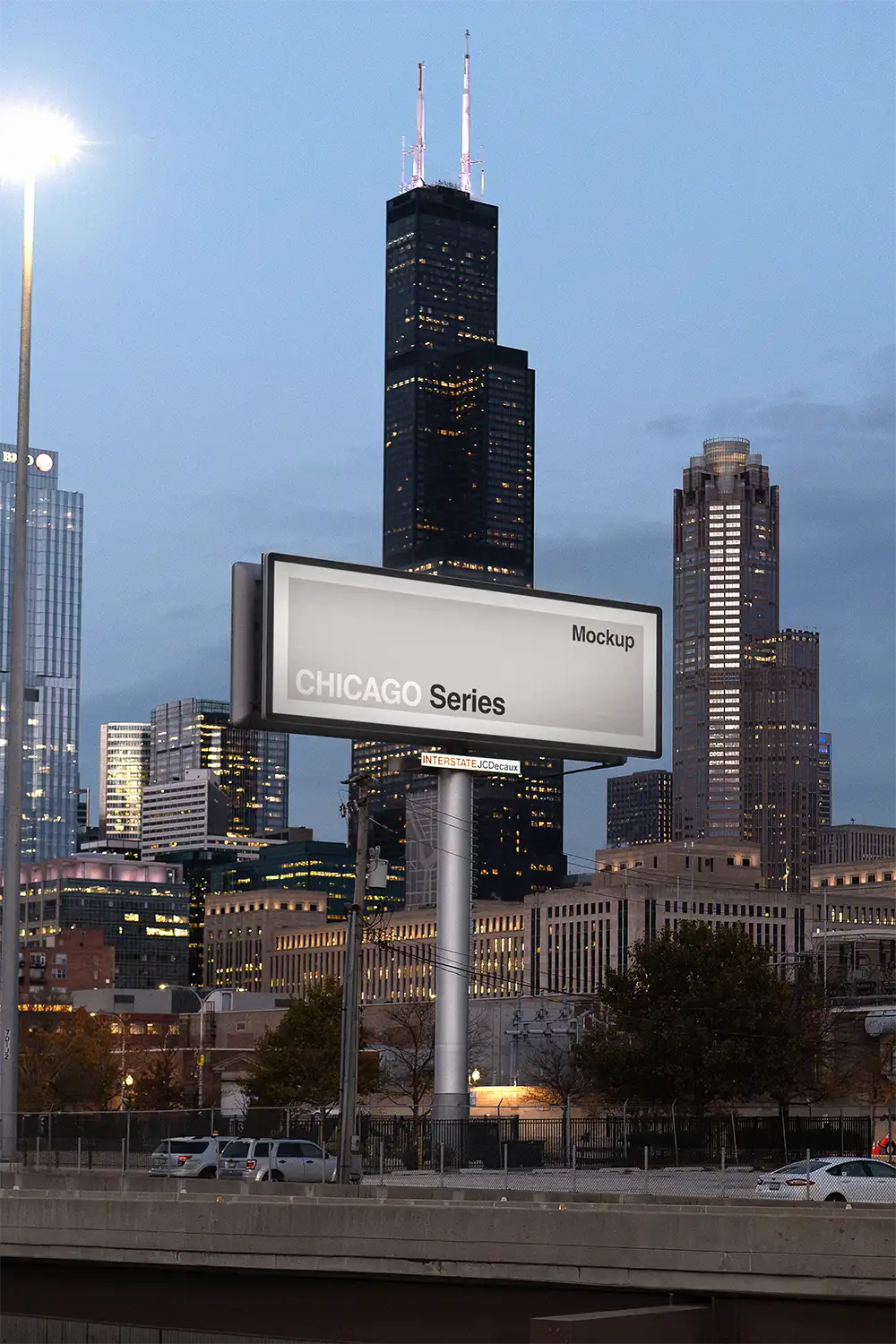 Billboard mockup in Chicago. © BRANDACLE MOCKUPS 2026. All rights reserved.