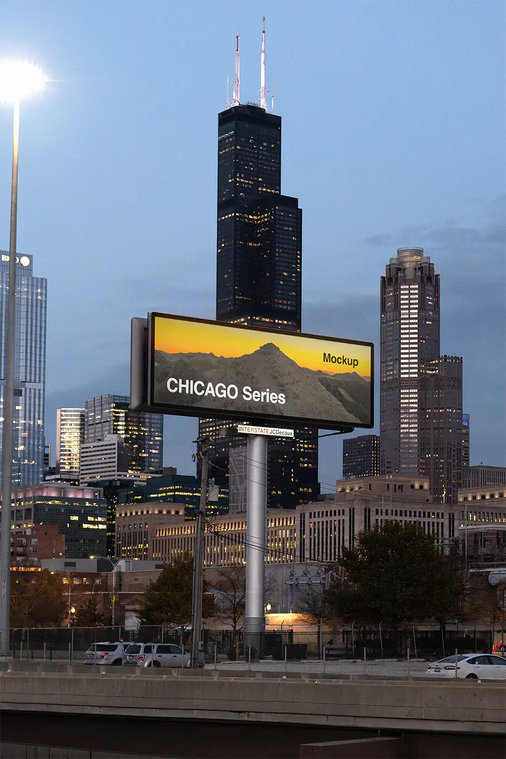 Billboard mockup in Chicago. © BRANDACLE MOCKUPS 2026. All rights reserved.