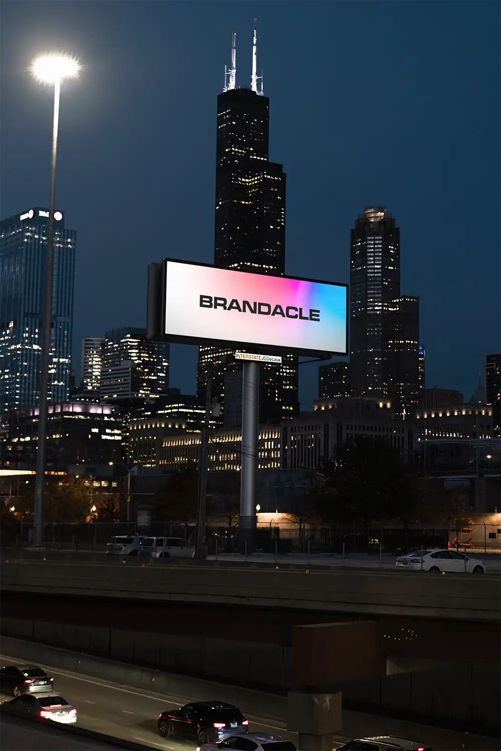 Billboard mockup in Chicago. © BRANDACLE MOCKUPS 2026. All rights reserved.