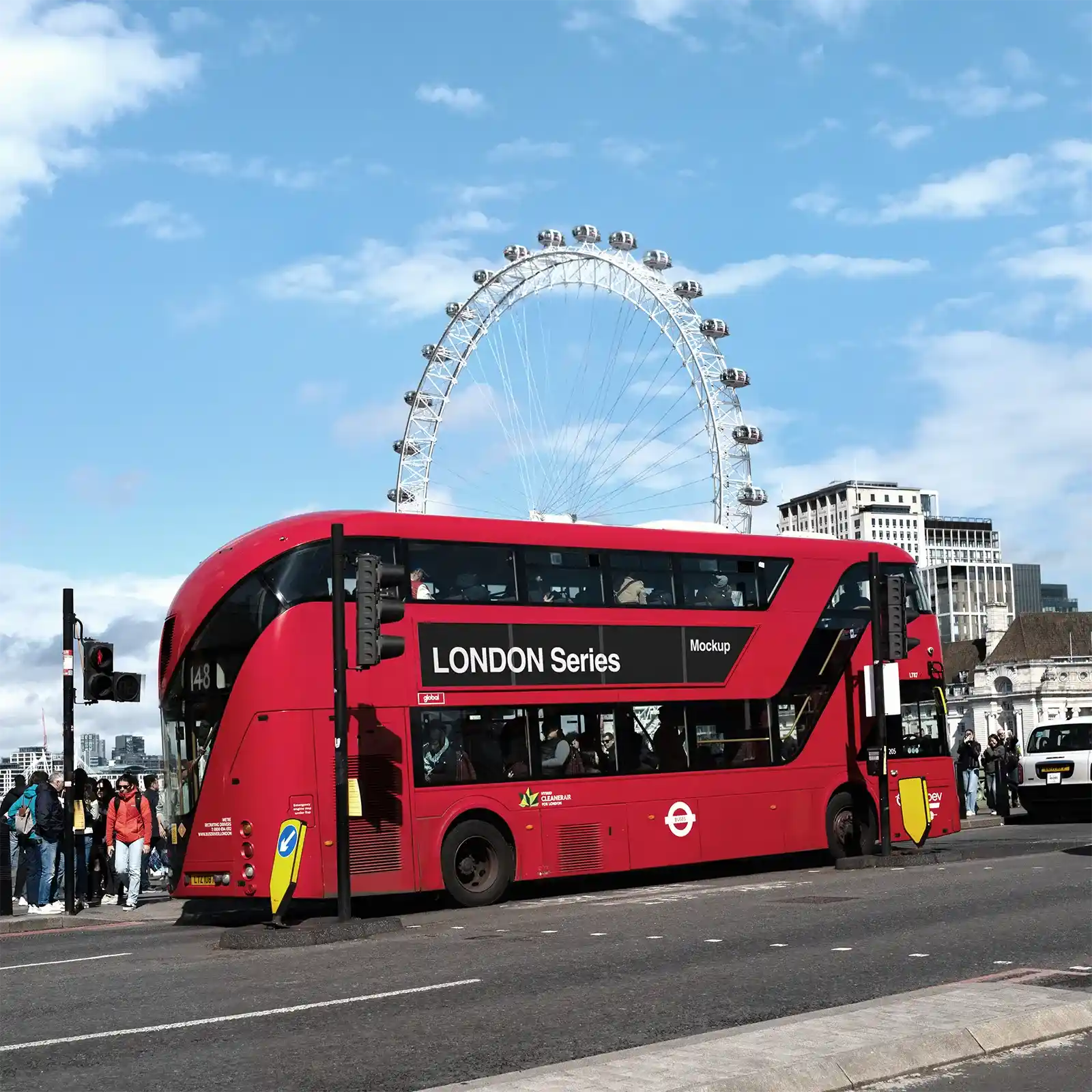 Red London Bus Mockup in Westminster - Brandacle