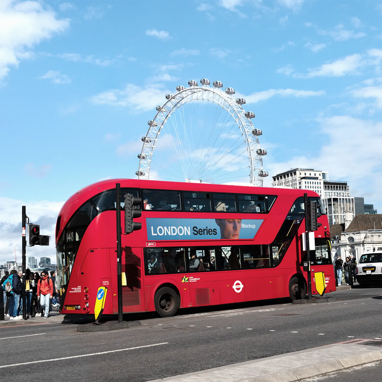 Red London Bus Mockup in Westminster - Brandacle