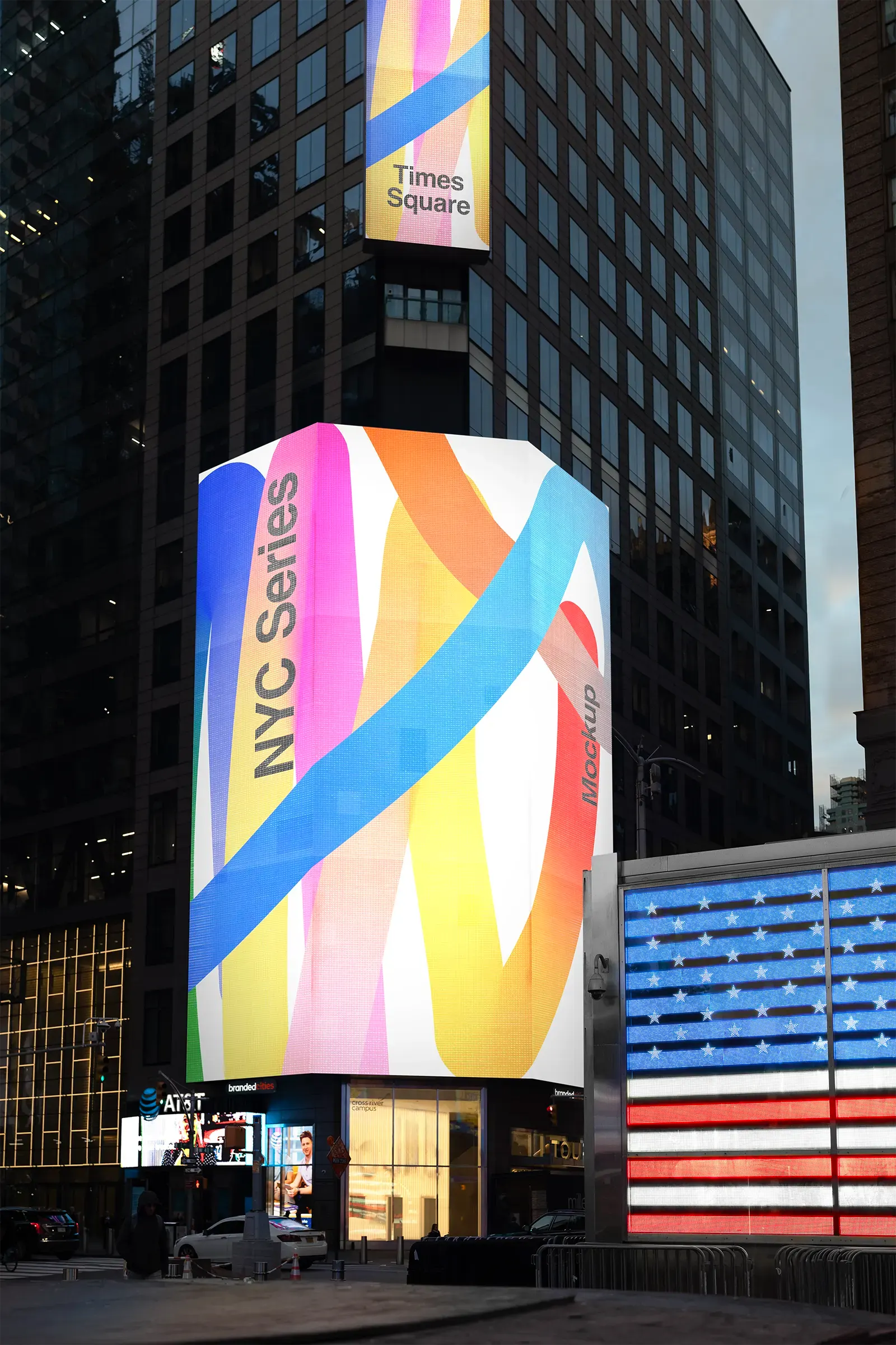 Billboard mockup on Times Square in New York, United States