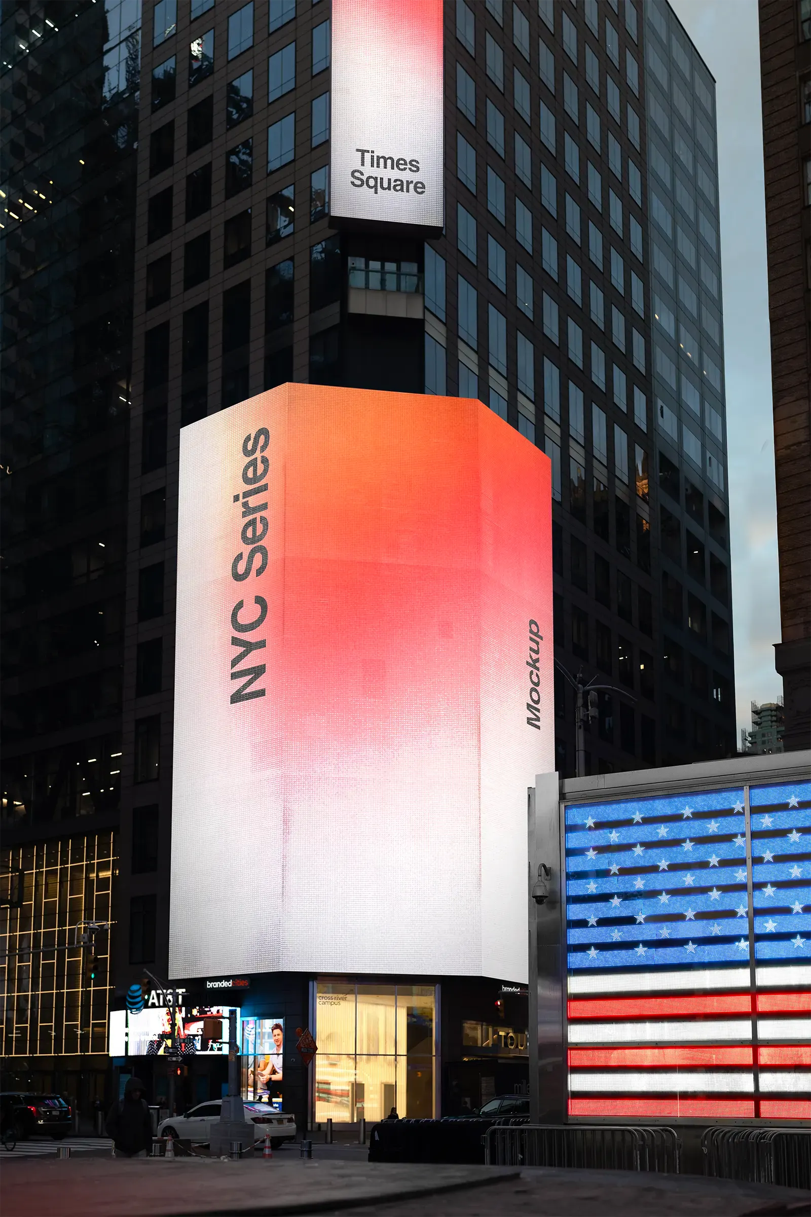 Billboard mockup on Times Square in New York, United States