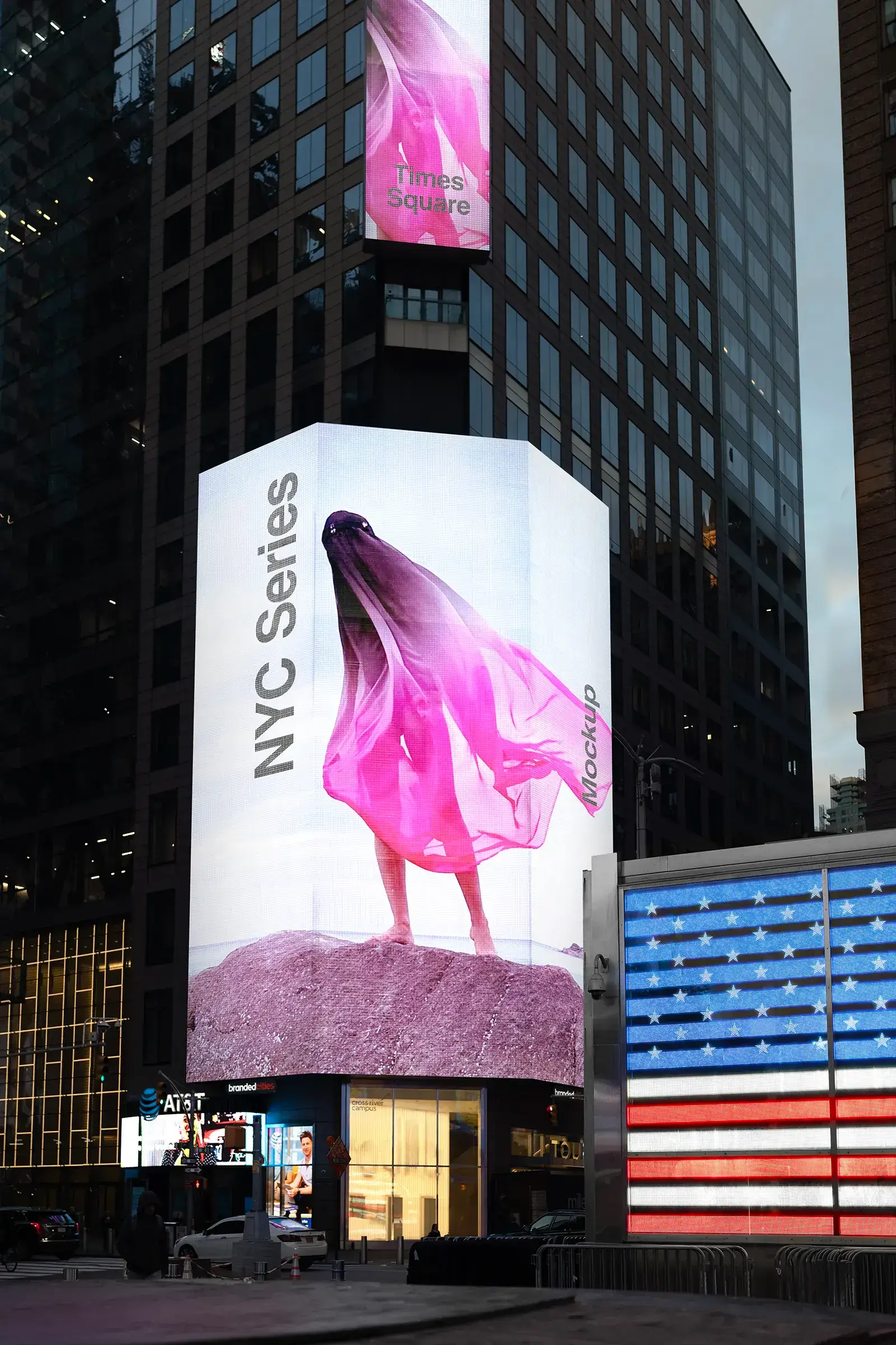 Billboard mockup on Times Square in New York, United States. © BRANDACLE MOCKUPS 2026. No AI modification permitted.
